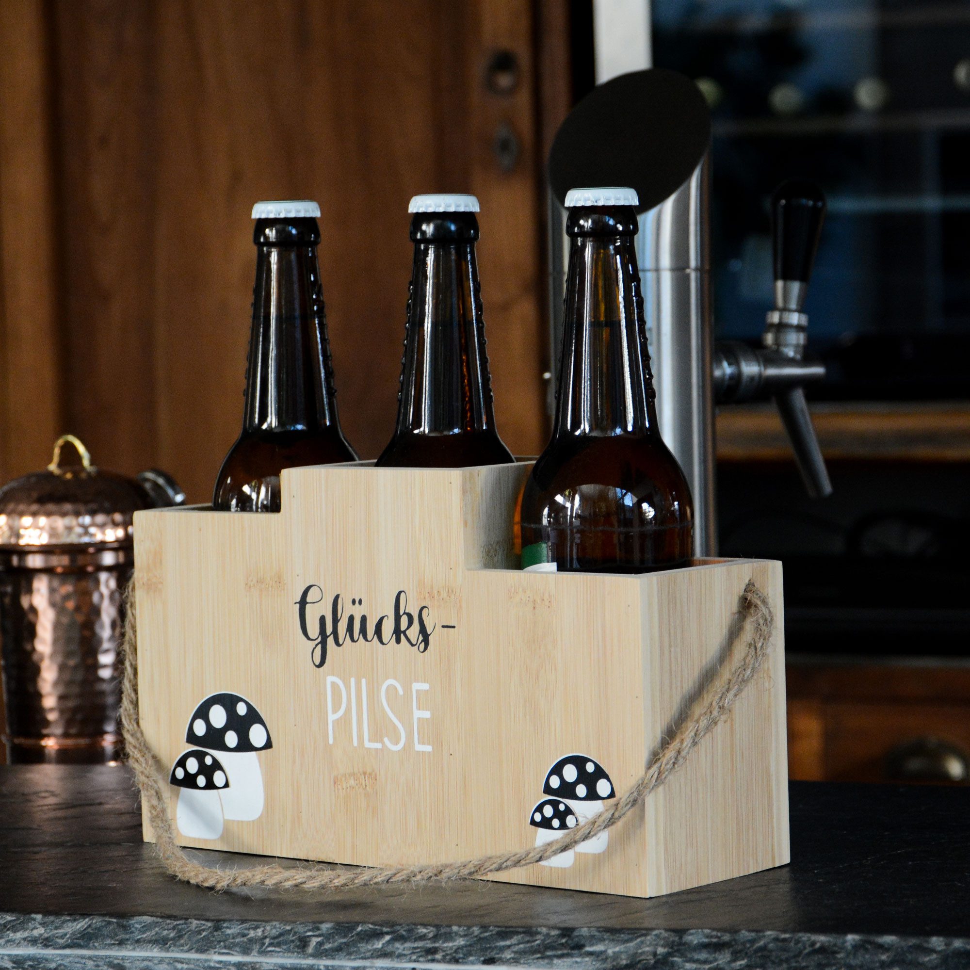 UNUS HOME Flaschenkorb Halter aus Holz für Flaschen