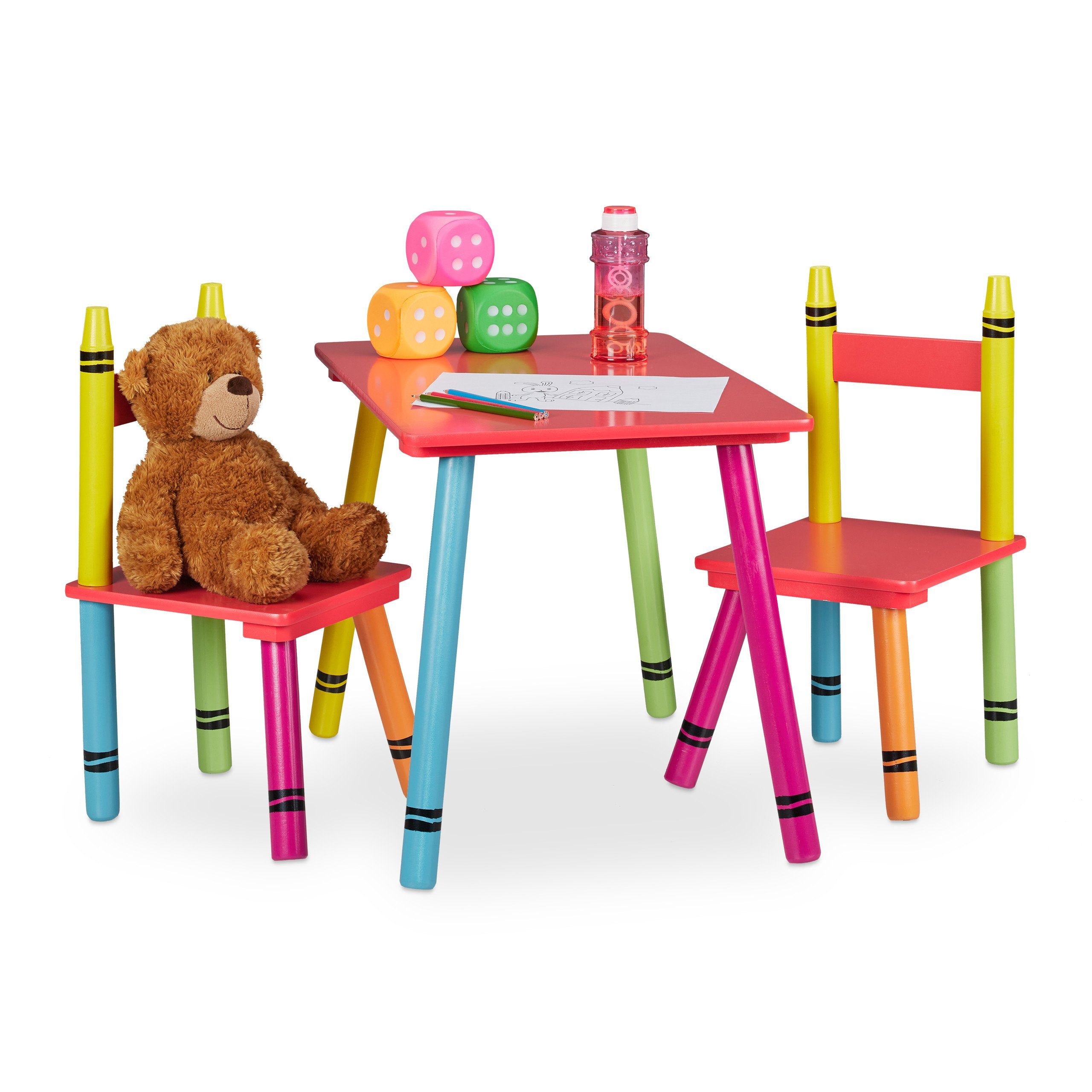 relaxdays Kindersitzgruppe 3-teilige Kindersitzgruppe bunt