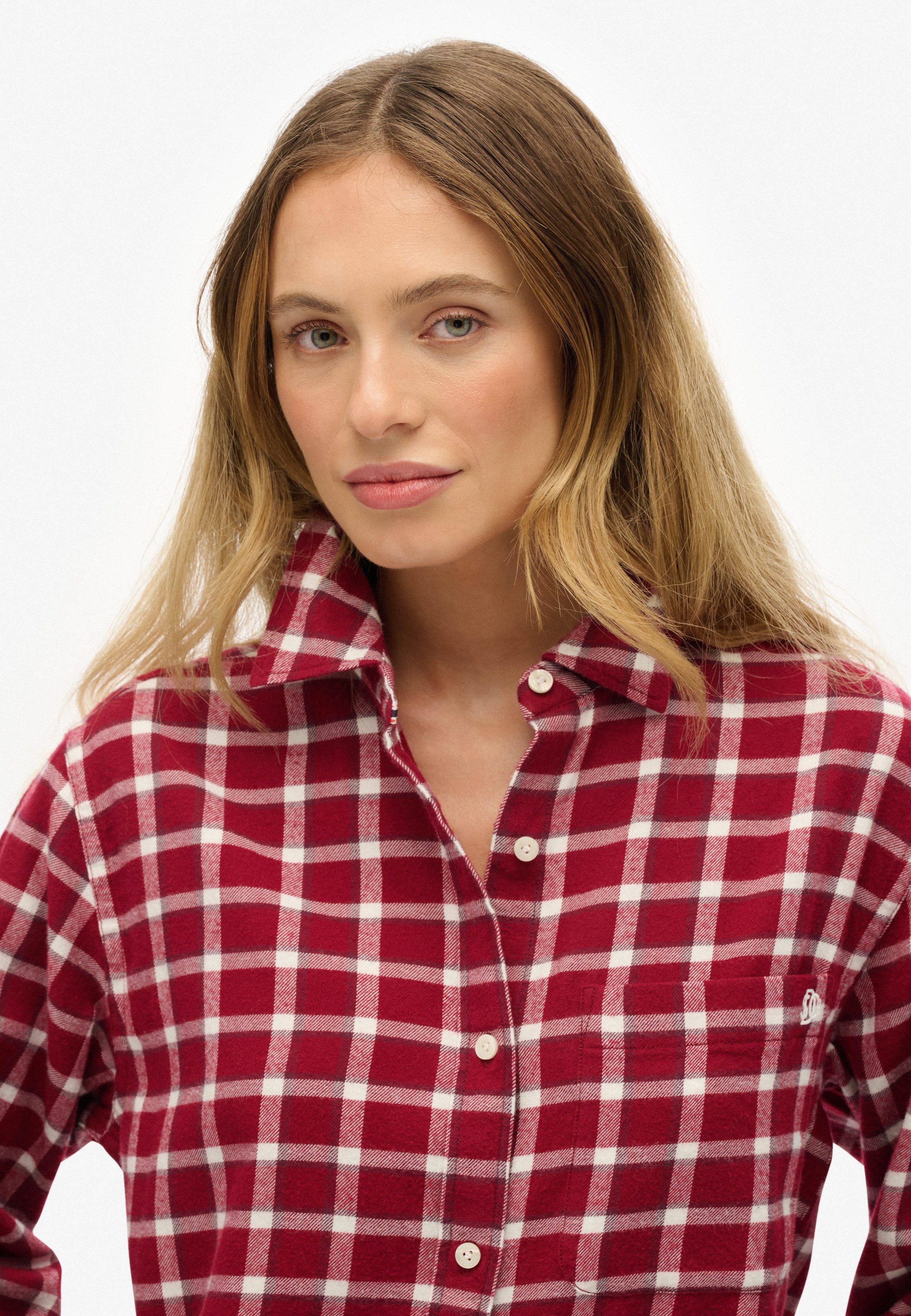 Superdry Karobluse CHECK FLANNEL BOYFRIEND SHIRT