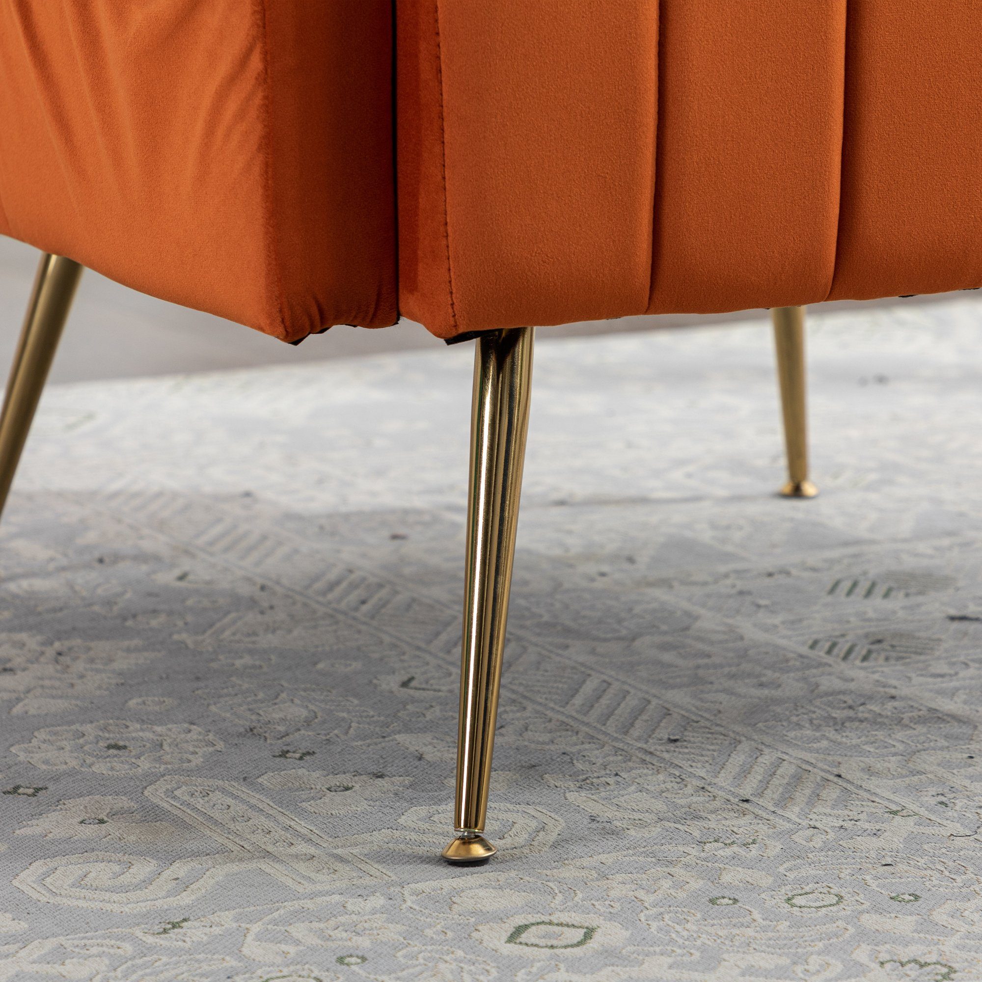 Odikalo Loungesessel Einzelsofa Akzent Stuhl gepolstert Füßen mehrfarbig Freizeit Orange goldene