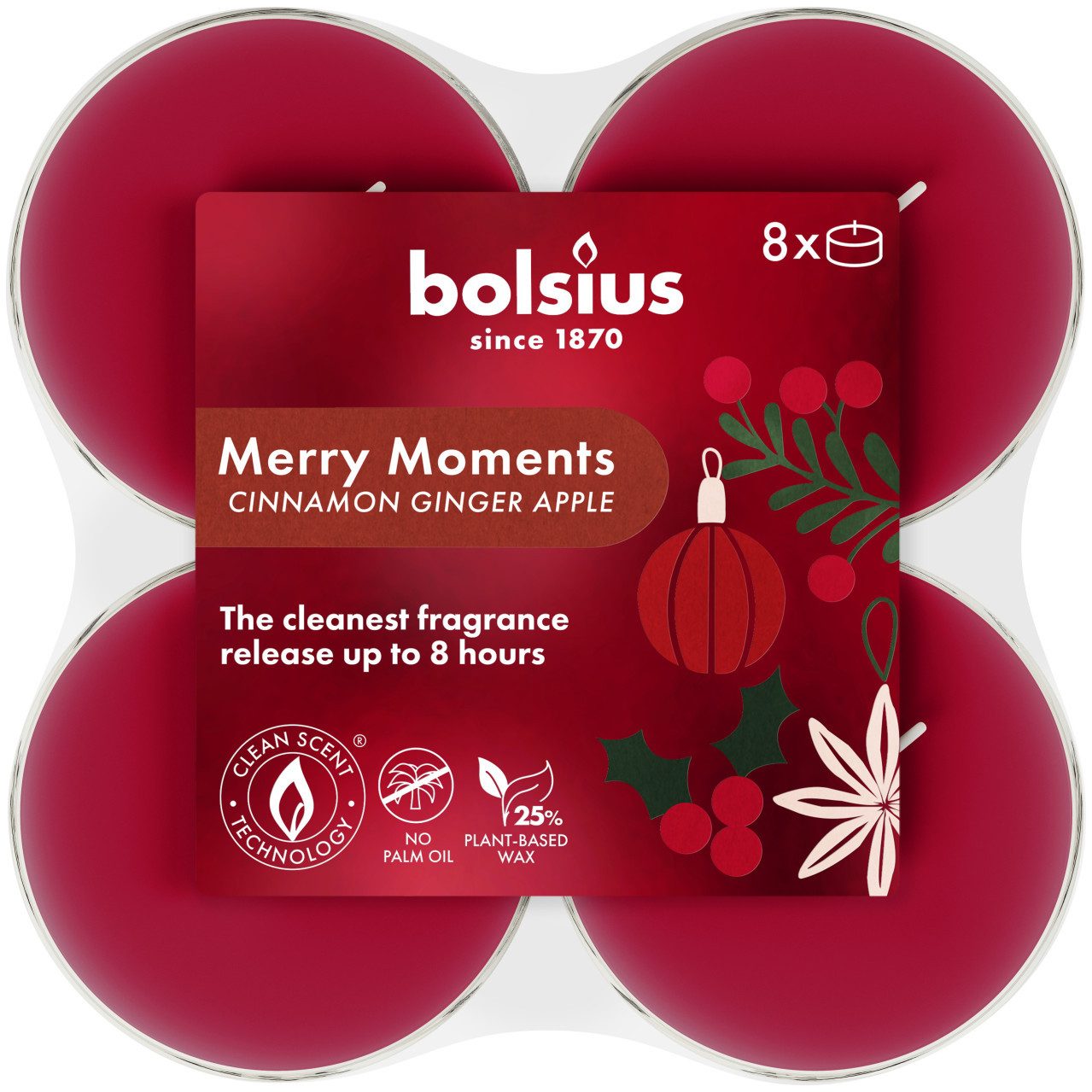 Bolsius Duftkerze Bolsius Duftteelichter XL merry moments 8er Pack