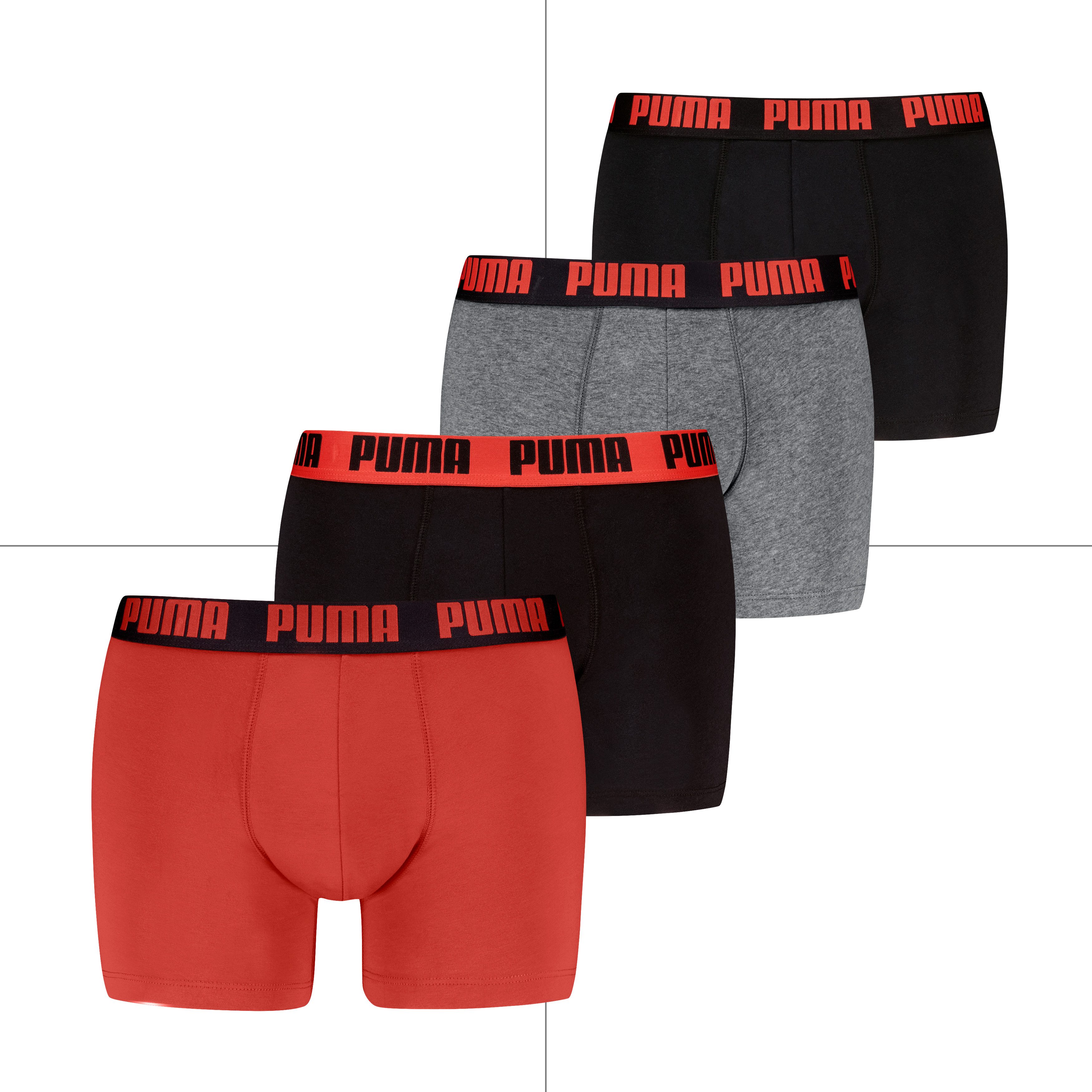 PUMA Boxershorts PUMA MEN EVERYDAY BOXER 4P ECOM (Packung, 4er Pack) mit breitem Logo-Webbund
