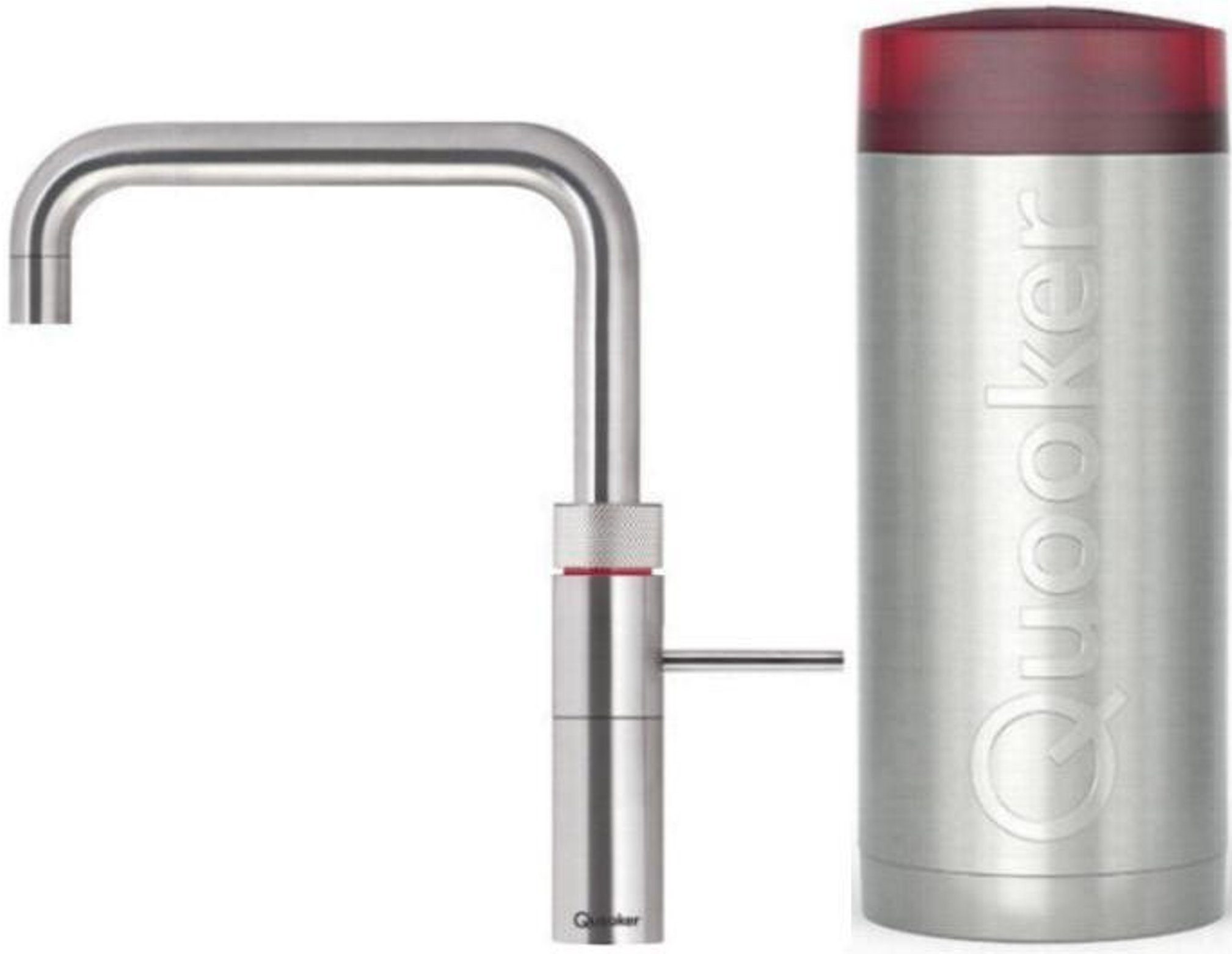 QUOOKER Küchenarmatur QUOOKER FUSION SQUARE COMBI+ B Edelstahl 100°C Armatur (22+FSRVS) (2-St) Spültischmischer mit 100°C Kochendwasserfunktion