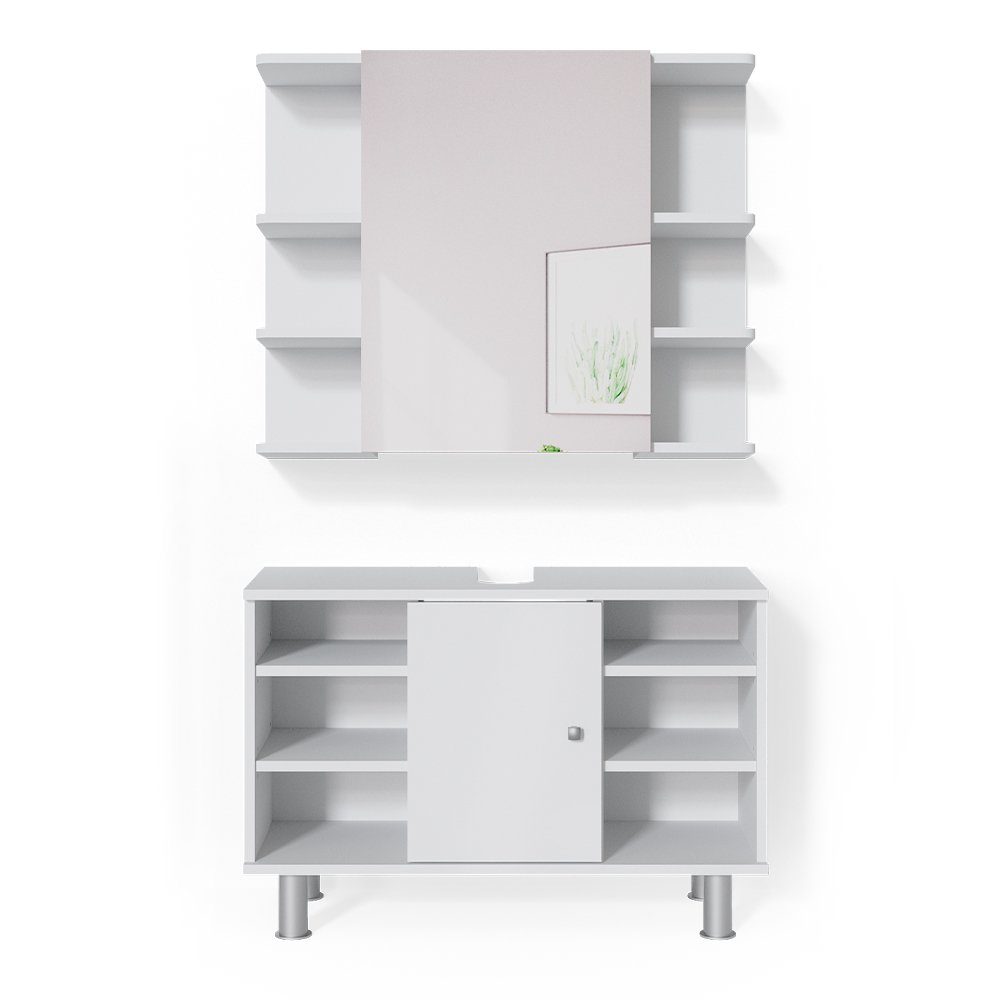 Vicco Badmöbel-Set Fynn, Weiß, 2 Teile, günstig online kaufen