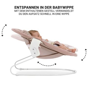 Hauck Hochstuhl Beta Plus White - Newborn Set - Bambi Rose, Babystuhl ab Geburt inkl. Aufsatz für Neugeborene, Tisch, Sitzauflage