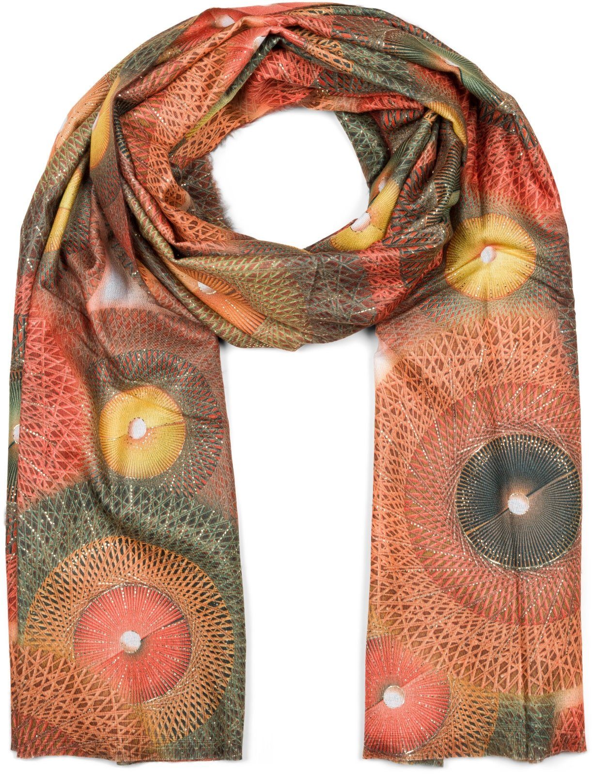 styleBREAKER Modeschal Schal Spiralen Muster Metallic Details, (1-St)