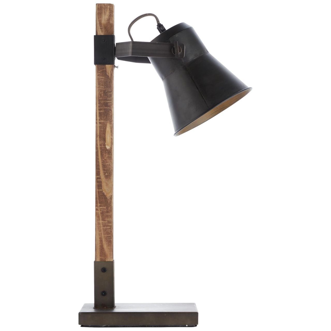 Brilliant Tischleuchte Decca, Lampe, Decca Tischleuchte 1x E27, schwarz Holz aus na 10W, A60, stahl