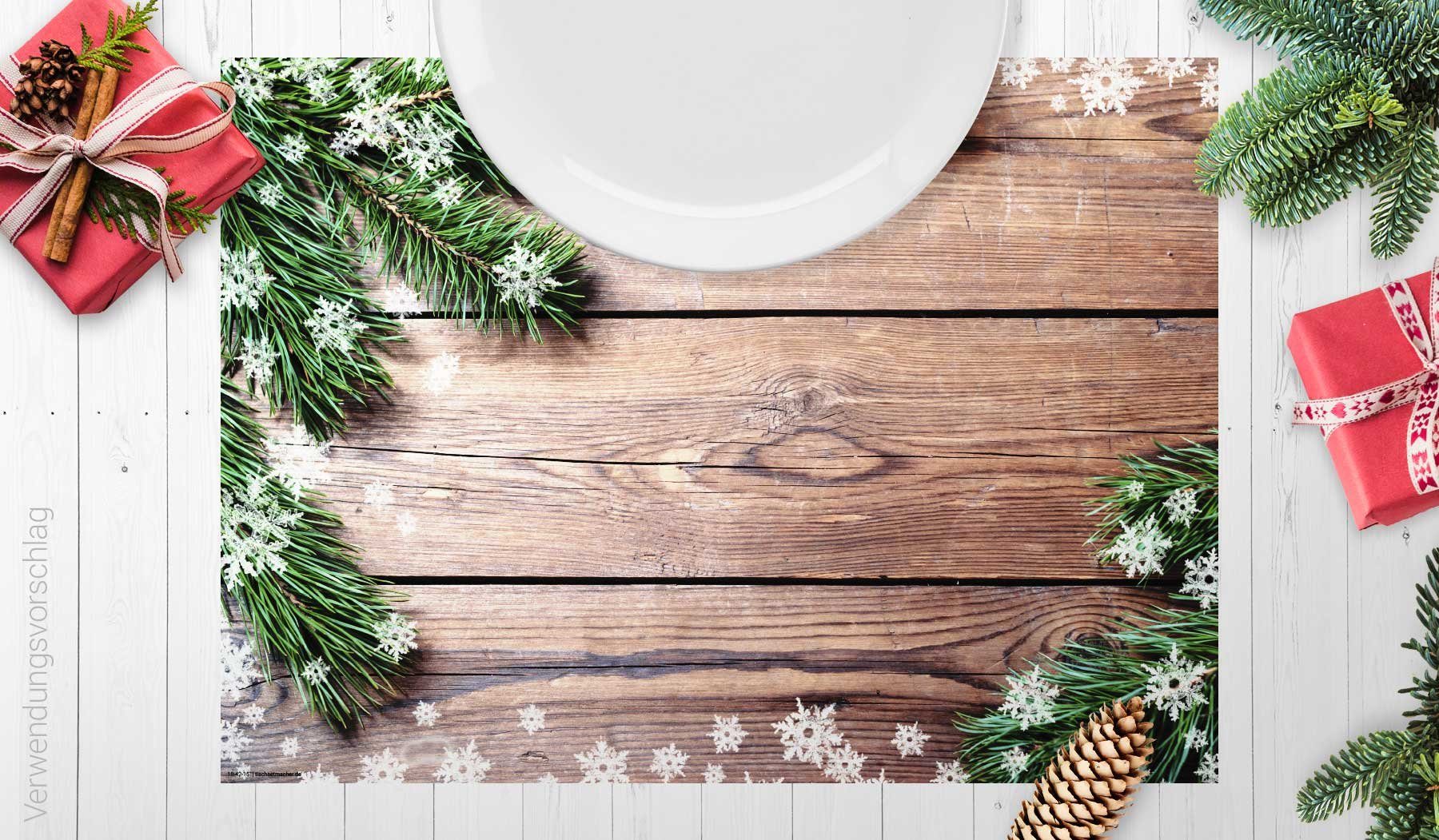 cover-your-desk.de Platzset (Platzsets) Tischsets I Platzsets abwaschbar - Weihnachten - Tannenzweige aufsichtig - aus erstklassigem Vinyl (Kunststoff) - 4 Stück - 44 x 32 cm - rutschfeste Tischdekoration