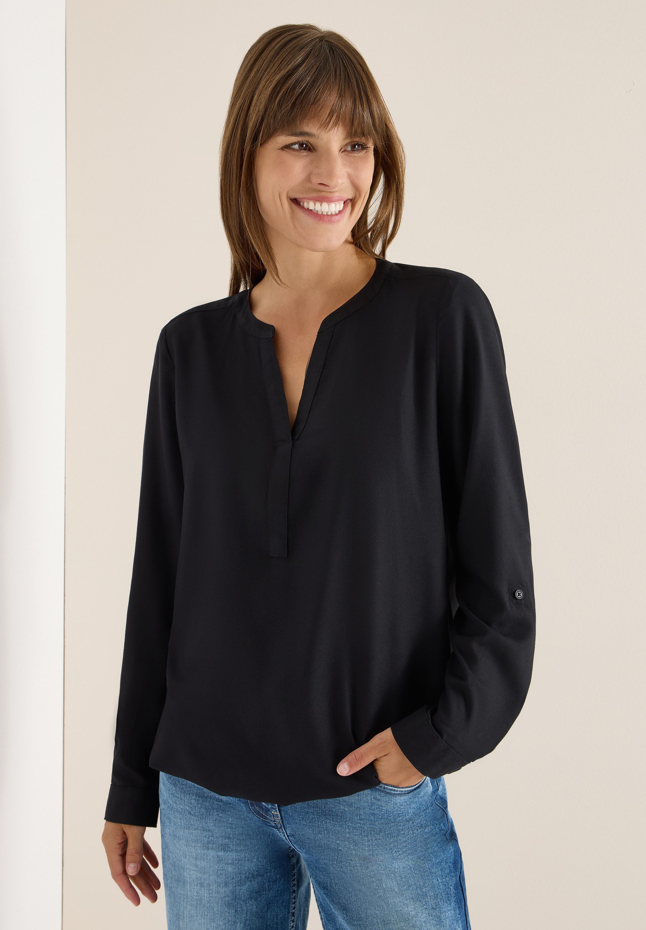 CECIL Langarmbluse in Unifarbe