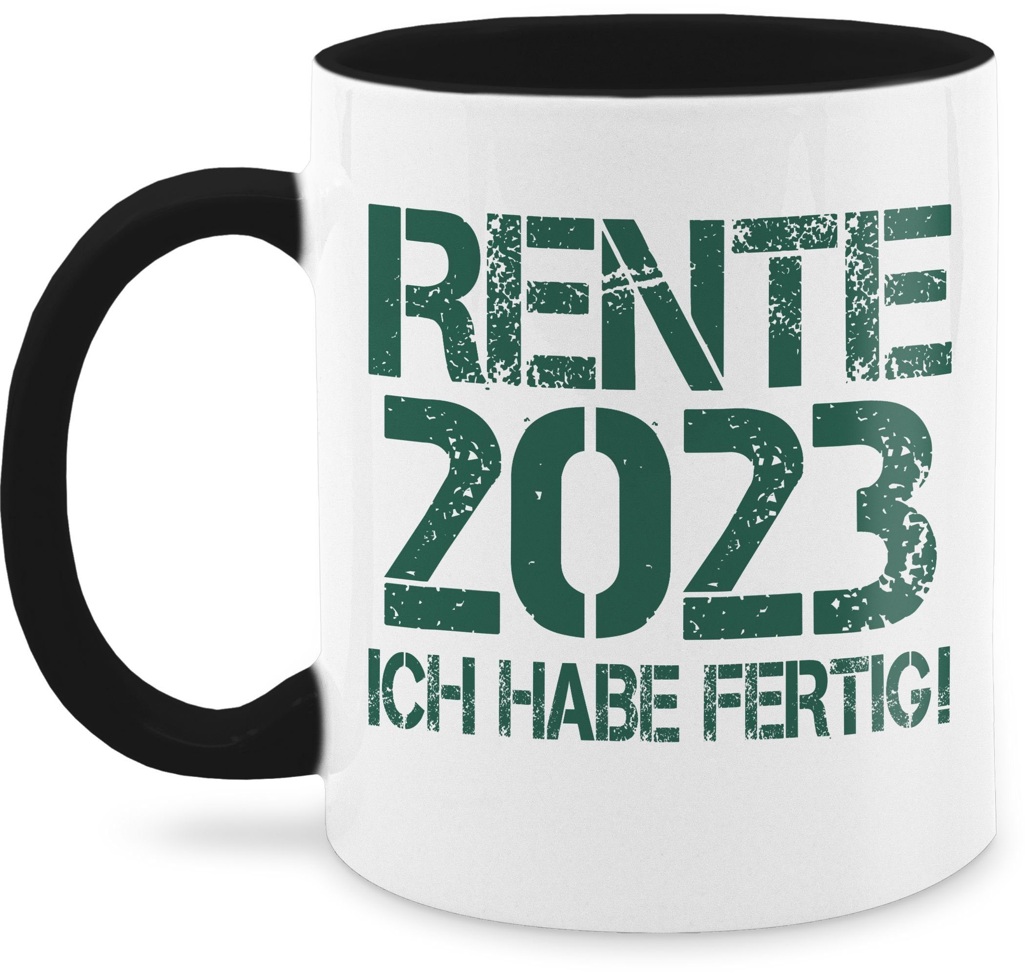Shirtracer Tasse Rente 2023 - petrol, Keramik, Rente Geschenk Kaffeetasse 3 Schwarz