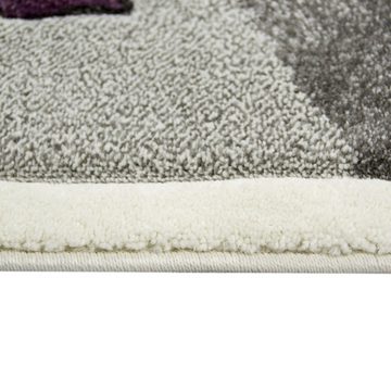 Kinderteppich Kinderteppich mit Einhorn Regenbogen in Grau Creme, TeppichHome24, Rund, Höhe: 1.3 mm