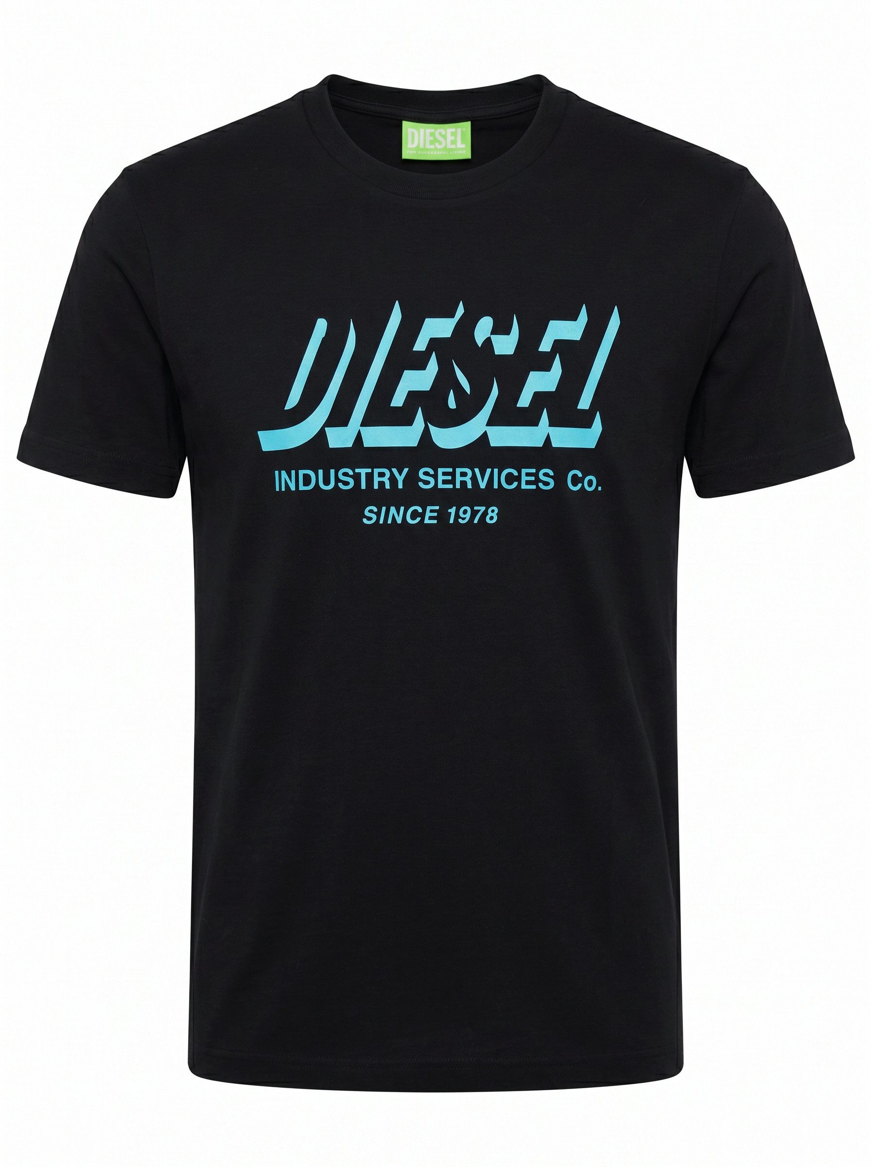 Diesel Rundhalsshirt Rundhals Logo Print Slim Fit Shirt - T-DIEGOS-A5 Schwarz