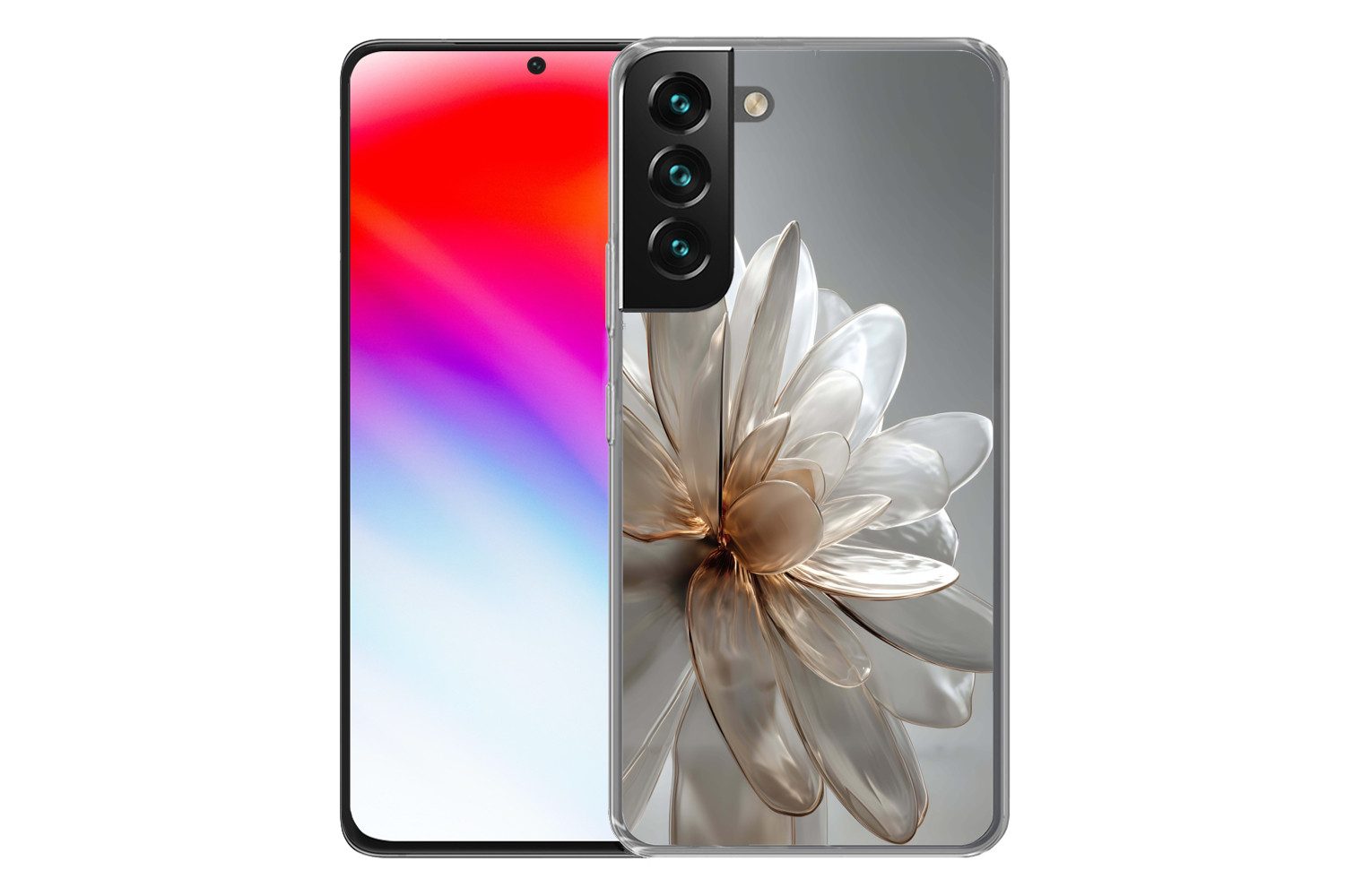 MuchoWow Handyhülle für Samsung Galaxy S22 Plus Blume - Weiß - Neutral, Phone Case, Silikon, Schutzhülle Dünn