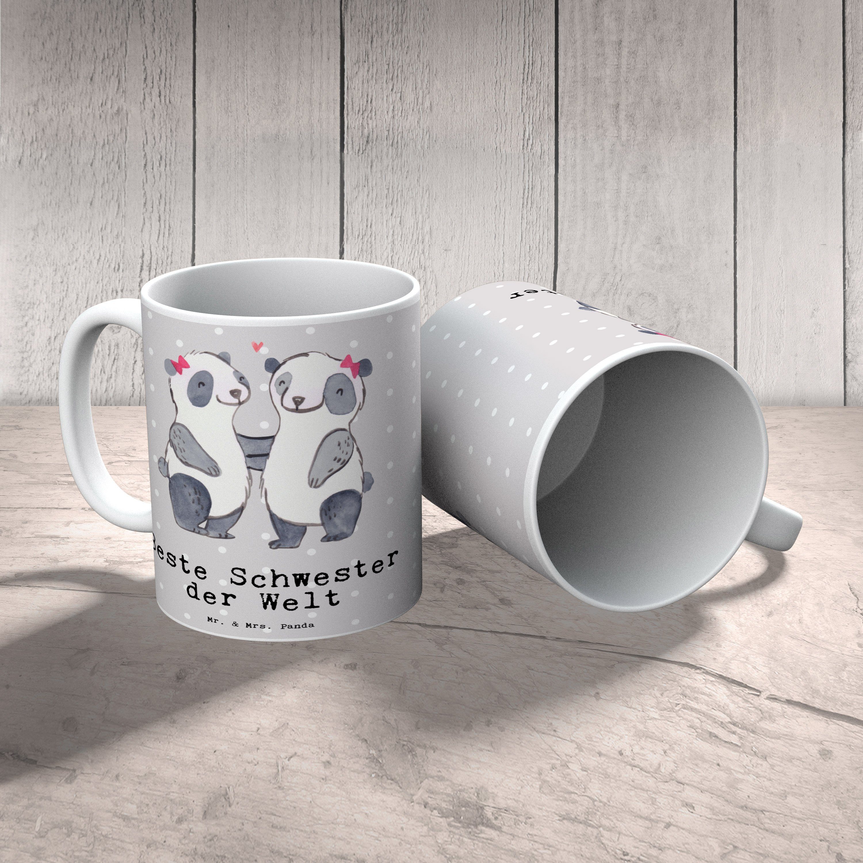 - Geschenk, der Beste Mr. Welt Schwester Keramik Geburtstags, Tasse Panda Panda Grau Mrs. - & Pastell