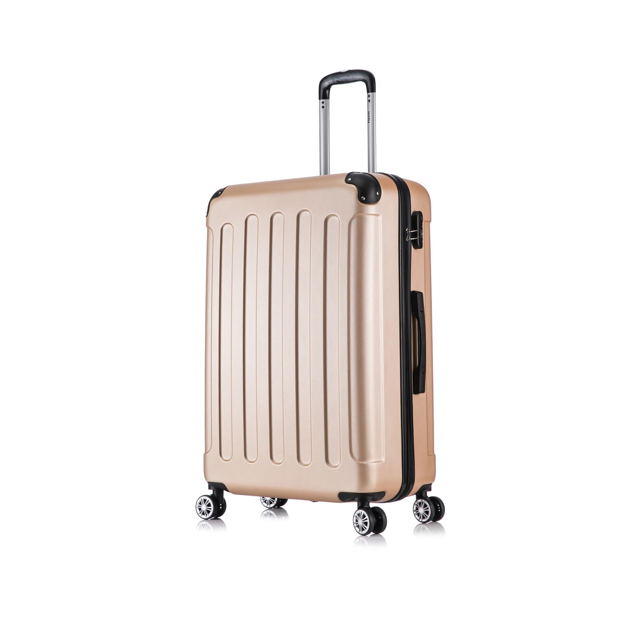 Flexot Hartschalen-Trolley F-2045 Kofferset, 360° Rollen, robuster Reisekoffer, Bordcase, 4 Rollen, Robuster und moderner Koffer mit vier 360° Rollen und Zahlenschloss