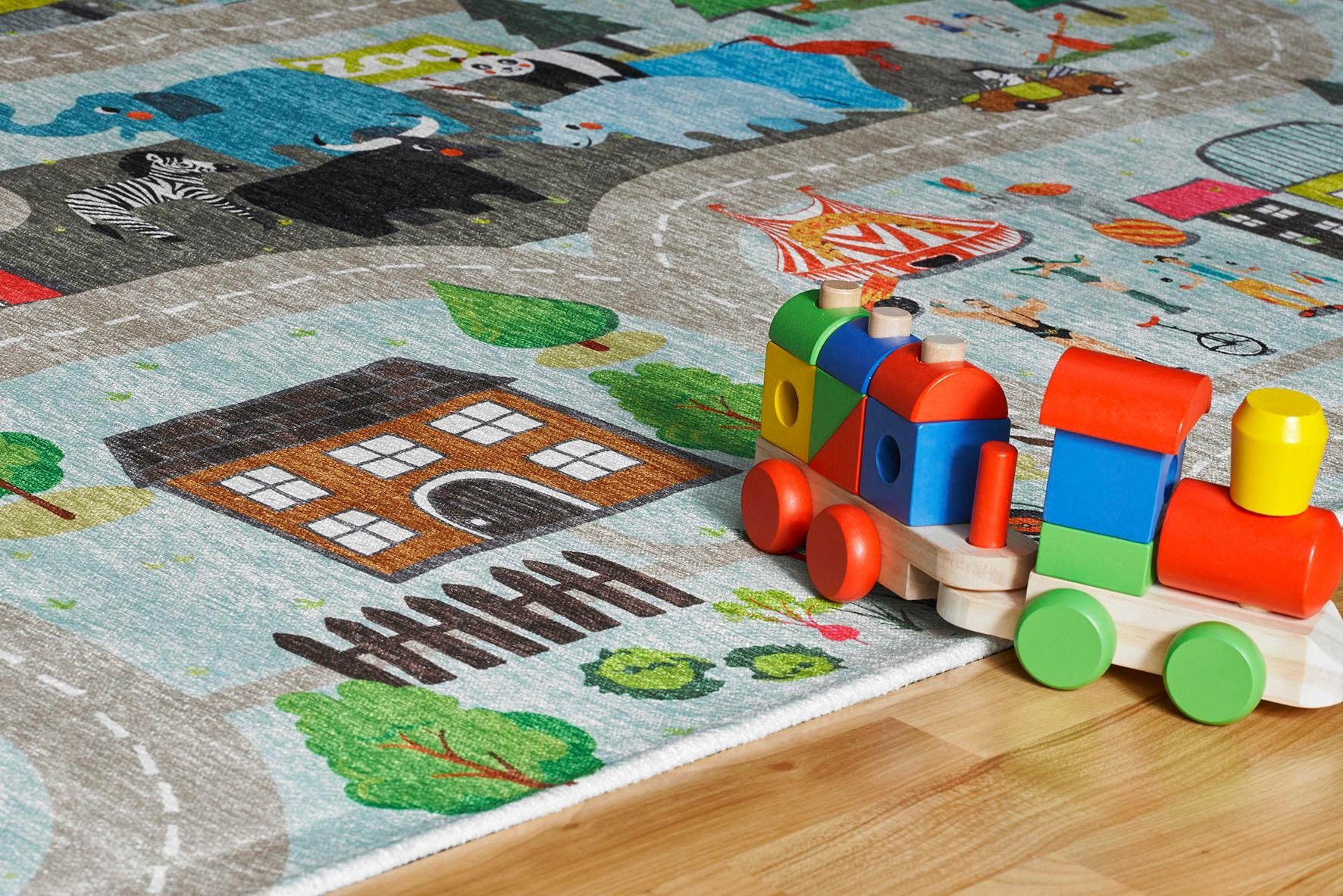 Obsession Kinderteppich My Torino Kids 231, rechteckig, Höhe: 10 mm, Flachgewebe, Straßen-Spiel-Teppich, Kinderzimmer