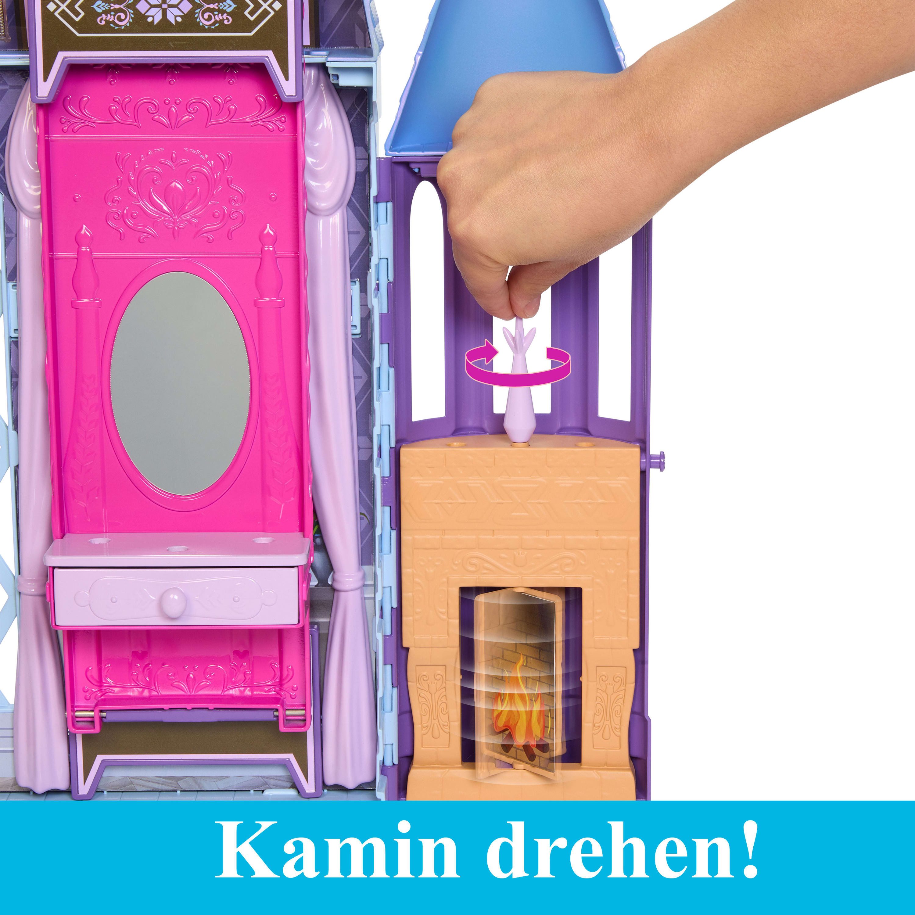 Mattel® Disney Die Eiskönigin Elsas Schloss in Arendelle mit Elsa HLW61 Spielbausteine, (16-teilig (Schloss + Elsa-Puppe + 15 Zubehör-/Möbelteile), 16-teilig (Schloss + Elsa-Puppe + 15 Zubehör-/Möbelteile), Über 60 cm hoch, klappbar, tragbar, inkl. Elsa-Puppe