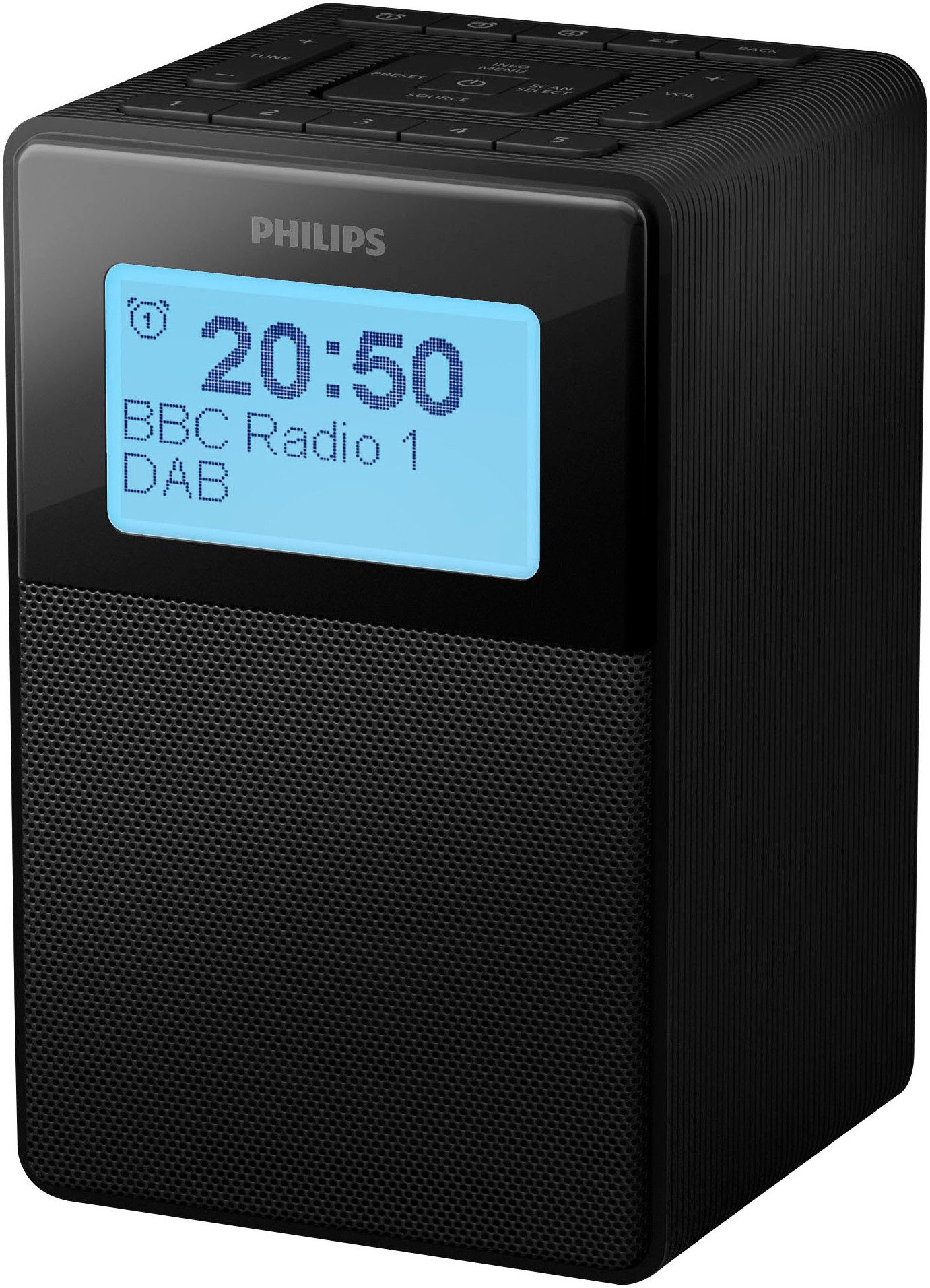 Philips TAR 5100 Uhrenradio (Digitalradio (DAB), FM-Tuner, UKW mit RDS, 2,5 W, Radiowecker, DAB+/UKW, Sleep-Timer,Doppelalarm,Spritzwasserschutz IPX4)
