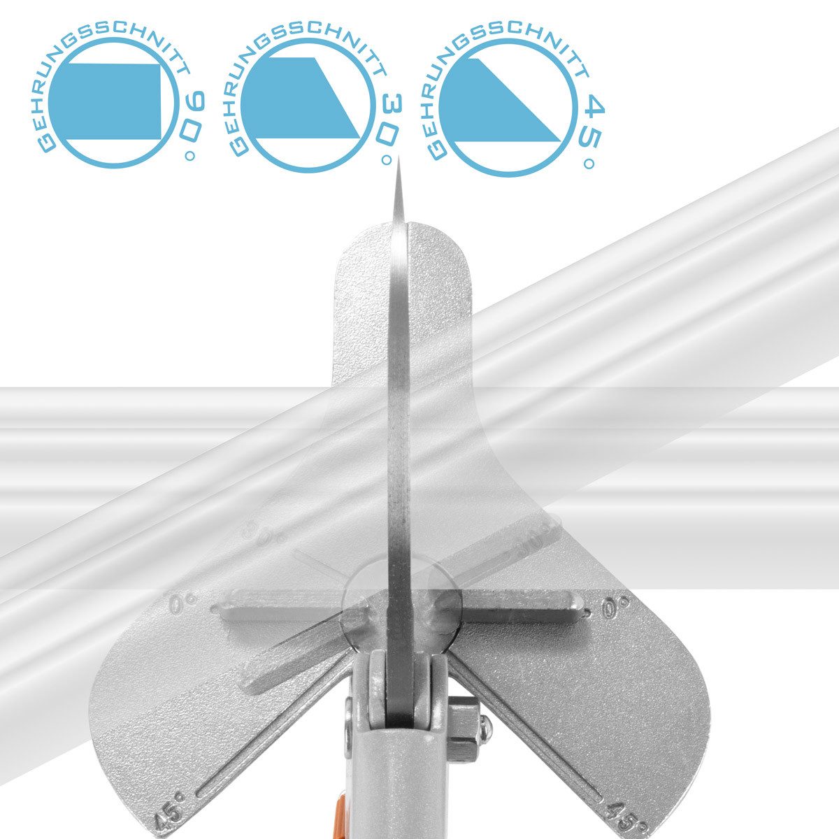 STAHLWERK Gehrungsschere Gehrungsschneider Einstellbare Winkel 30°, 45°, 90°