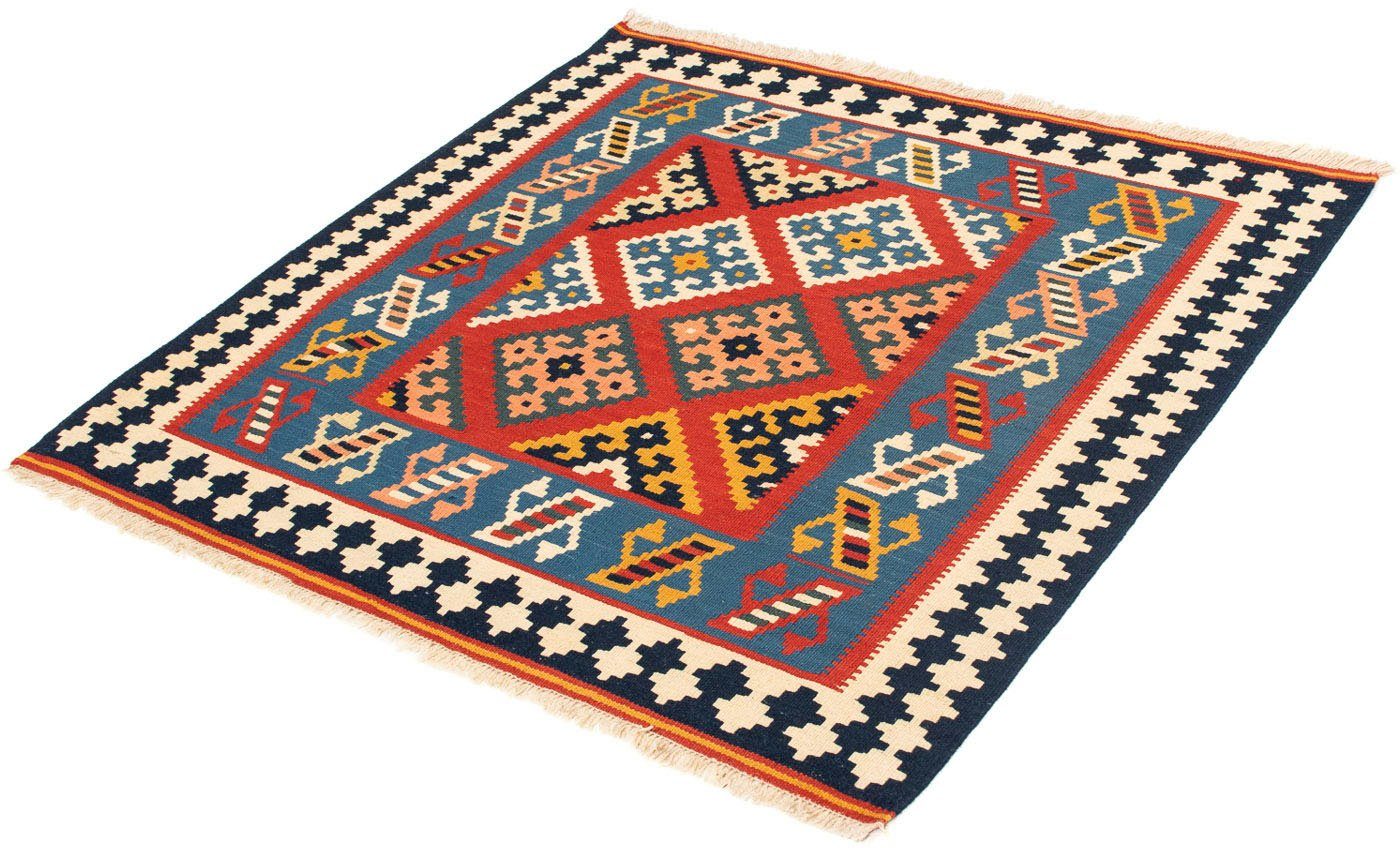 Wollteppich Kelim - Oriental quadratisch - 105 x 103 cm - dunkelrot, morgenland, quadratisch, Höhe: 6 mm, Wohnzimmer, Einzelstück