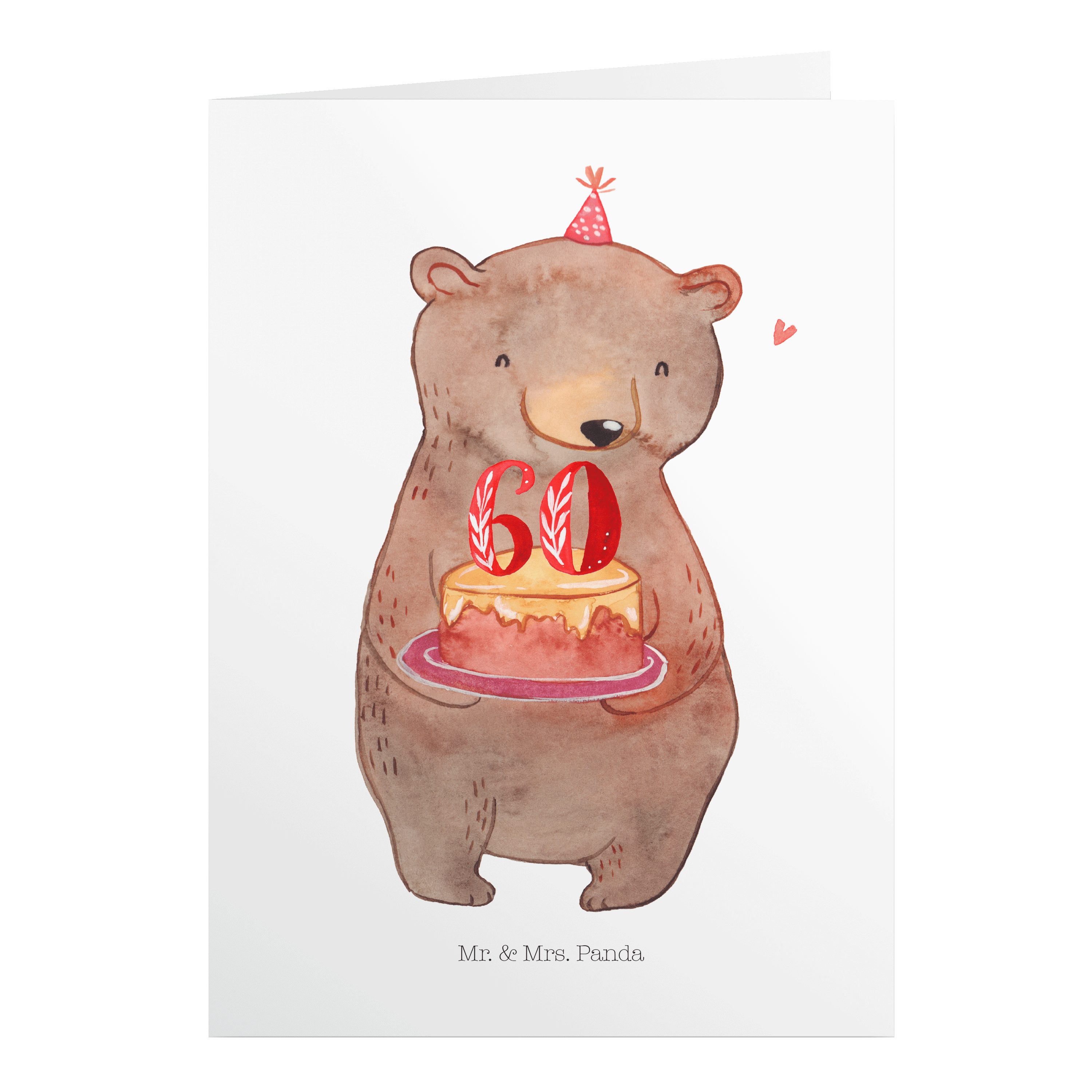 Mr. & Mrs. Panda Geburtstagskarten Bär Torte 60. Geburtstag - Weiß - Geschenk, Hochzeitskarte, Glückwuns | Papier
