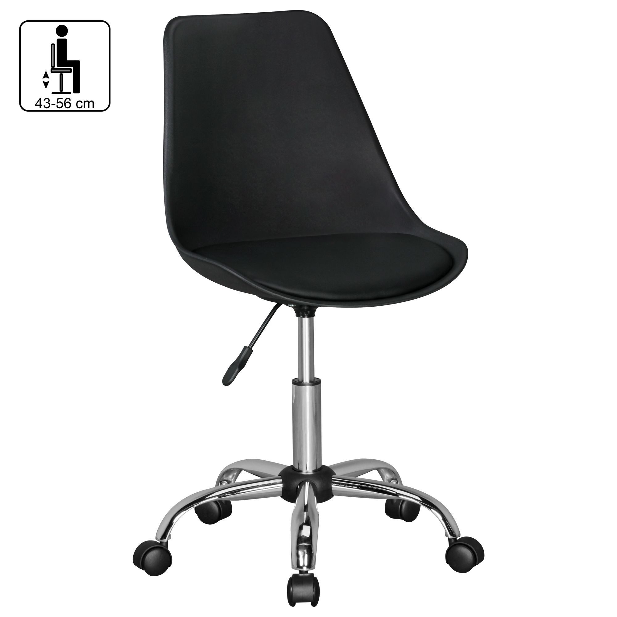 FINEBUY Drehstuhl SuVa5074_1 (Schreibtischstuhl Kunstleder Schwarz günstig online kaufen