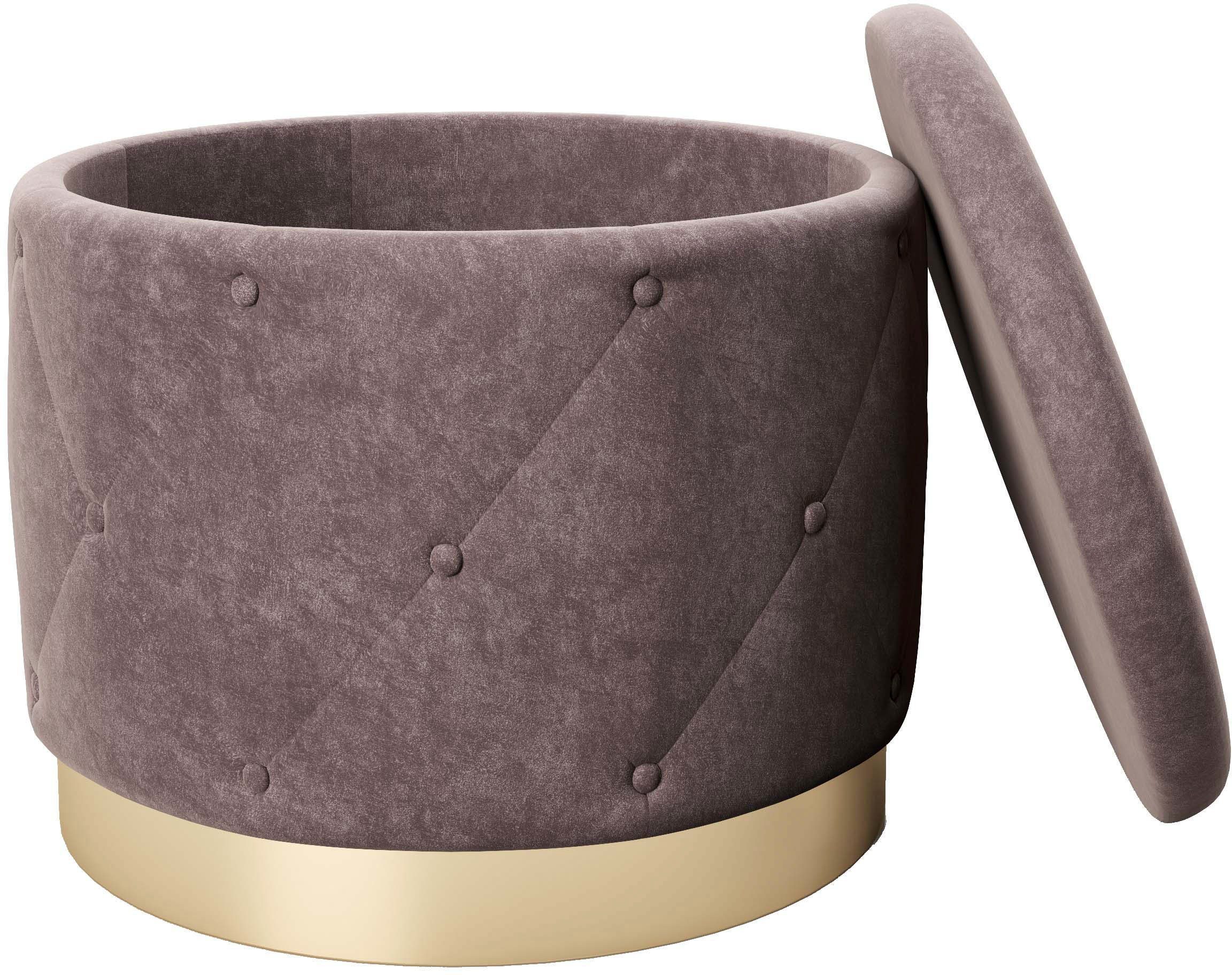 PLAYBOY Pouf LIZ, Abnehmbarer Deckel, innen Stauraum für Decken, Kissen und Sonstiges