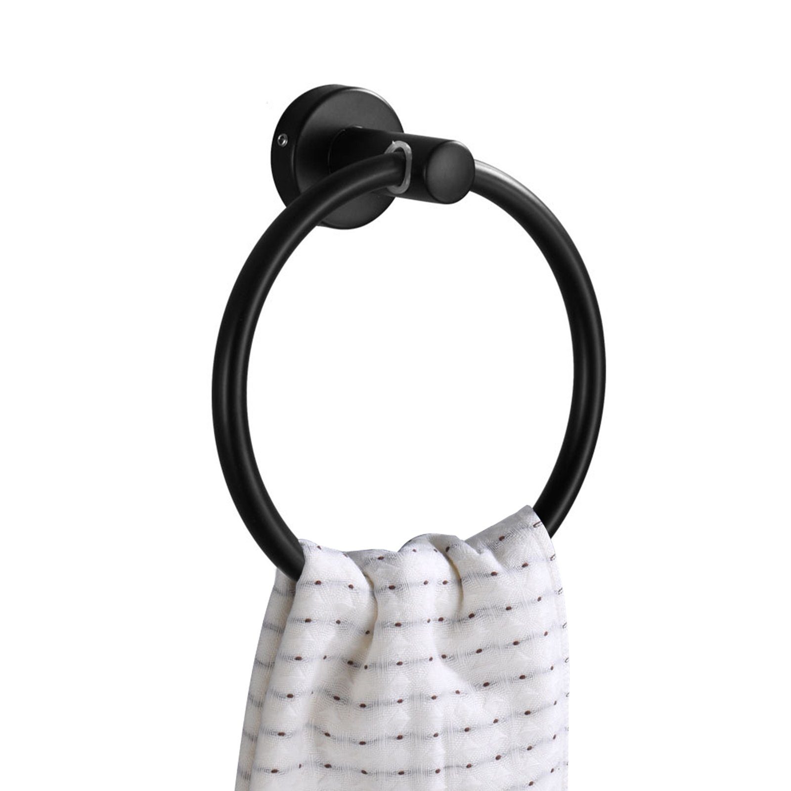 Handtuchring Edelstahl Handtuchhalter Schwarz Ohne CALIYO 304 Bohren Ring Aus hochwertigem Handtuchring Handtuchstange,