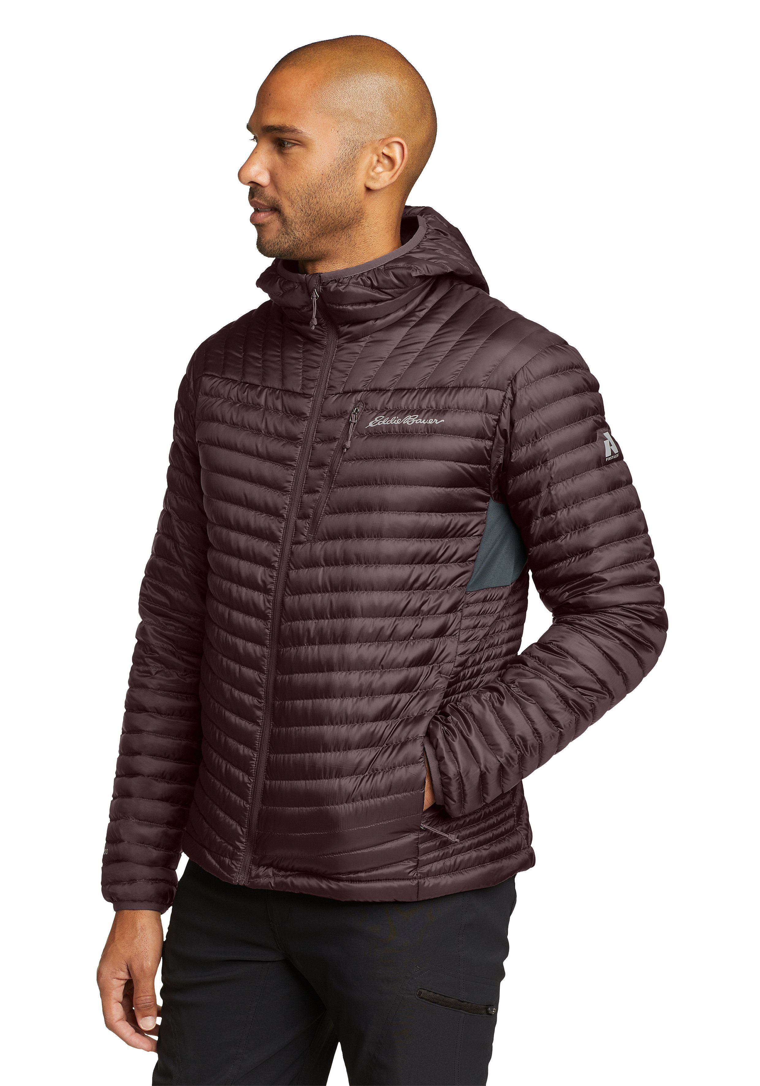 Eddie Bauer Daunenjacke Microtherm 2.0 Stormdown mit Kapuze wasserabweisend Aubergine