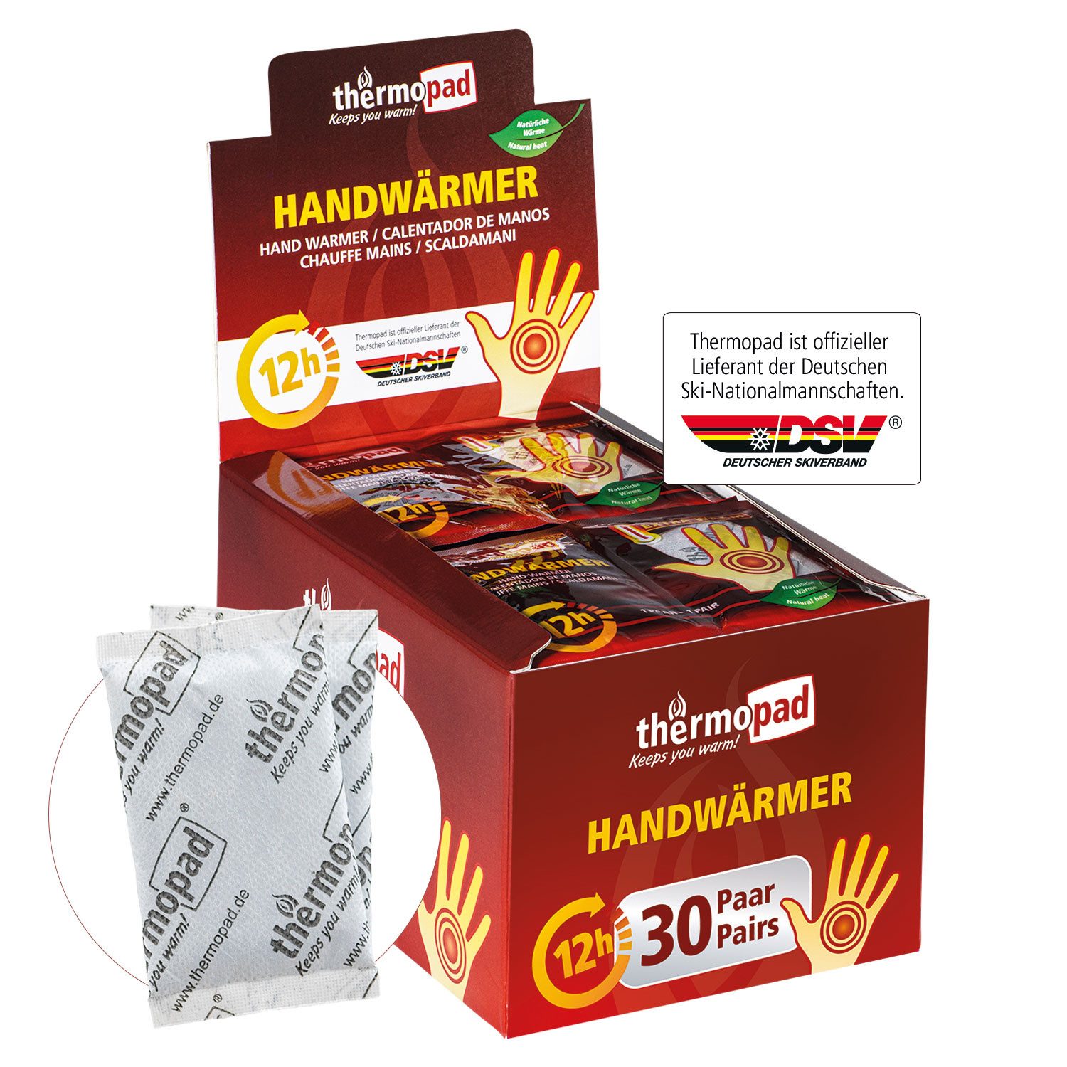 Thermopad Handwärmer 30 Paar Thermopad Handwärmer, luftaktiviert, natürliche Inhaltsstoffe, ideal in Handschuhen