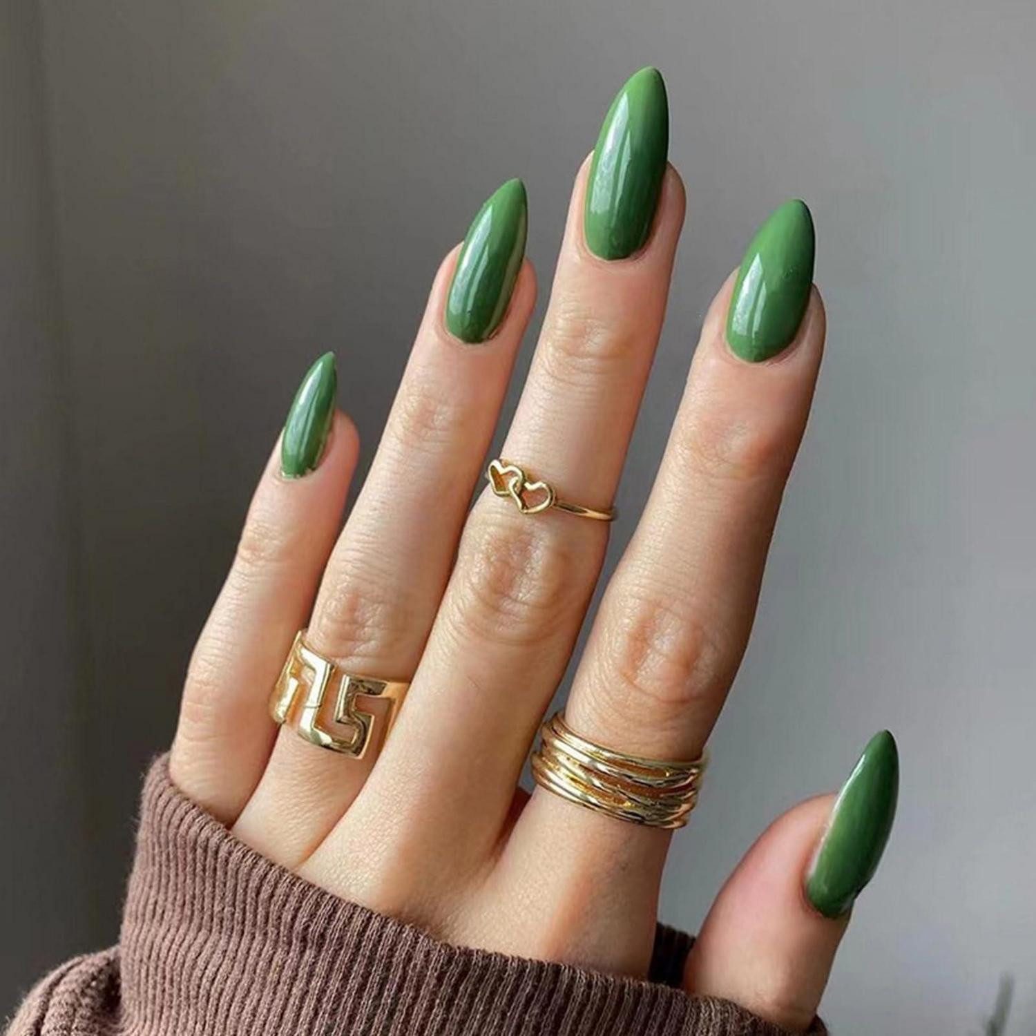 LuxusKollektion Kunstfingernägel Künstliche Nägel Mandel Frühlings Grün, 24-tlg.