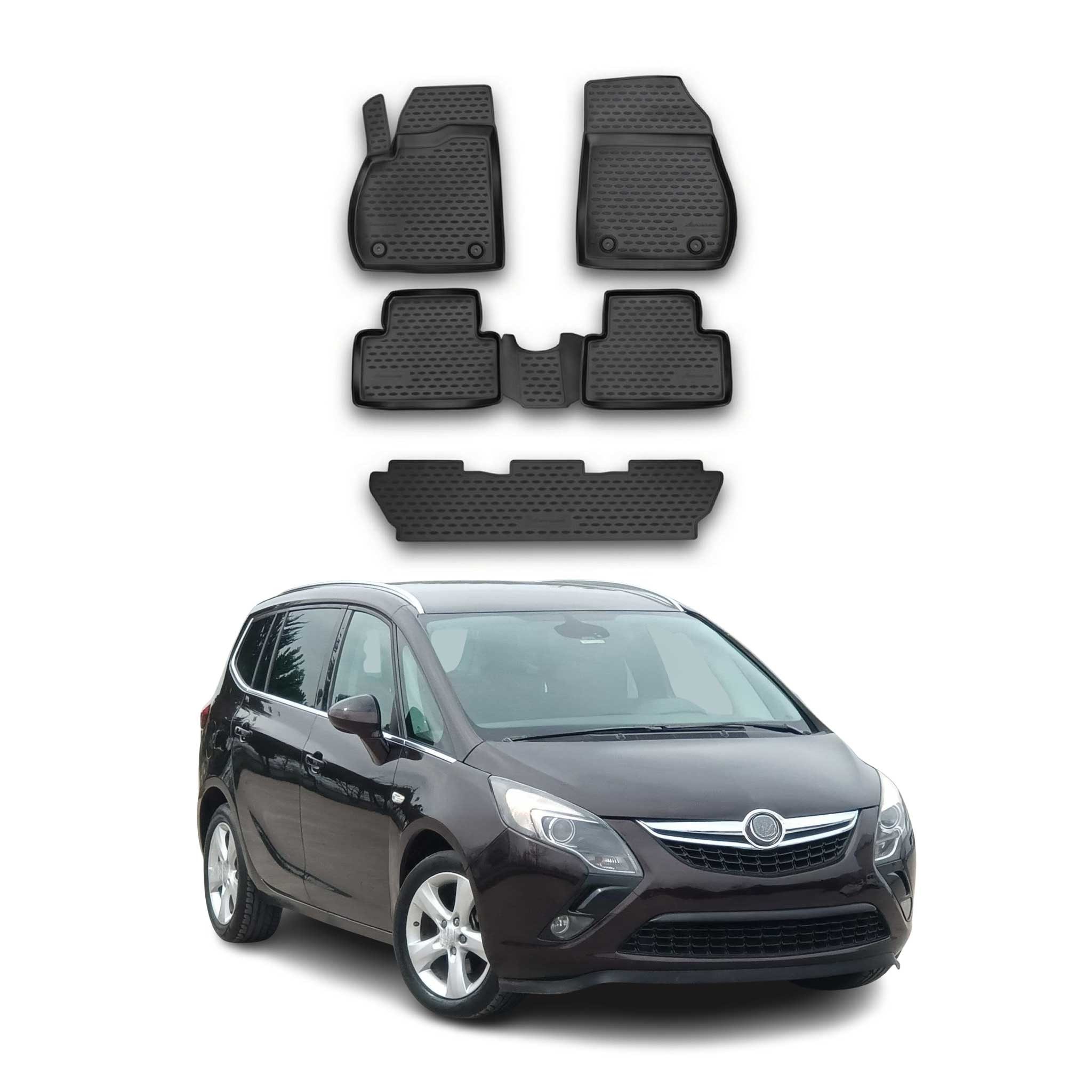 OMAC Auto-Fußmatten für Opel Zafira C 2011-2019 5-Sitze Schwarz TPE (5 St), für Opel Zafira C 2011-2019 5-Sitze Opel Zafira C 2011-2019 5-Sitze, Antirutsch,Wasserfest,Einfache Installation