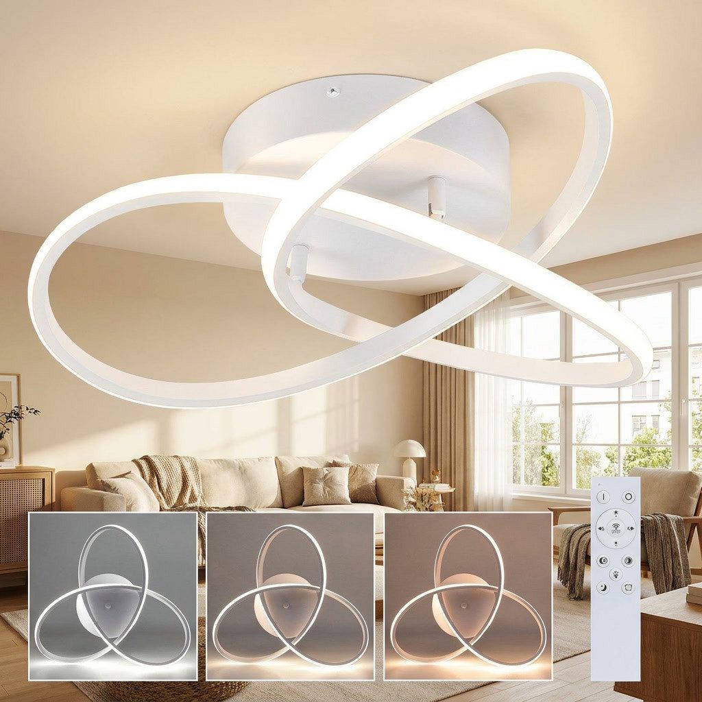 ZMH LED Deckenleuchte 3 Blatten Geometrie Design Flur, dimmbar, LED fest integriert, Tageslichtweiß
