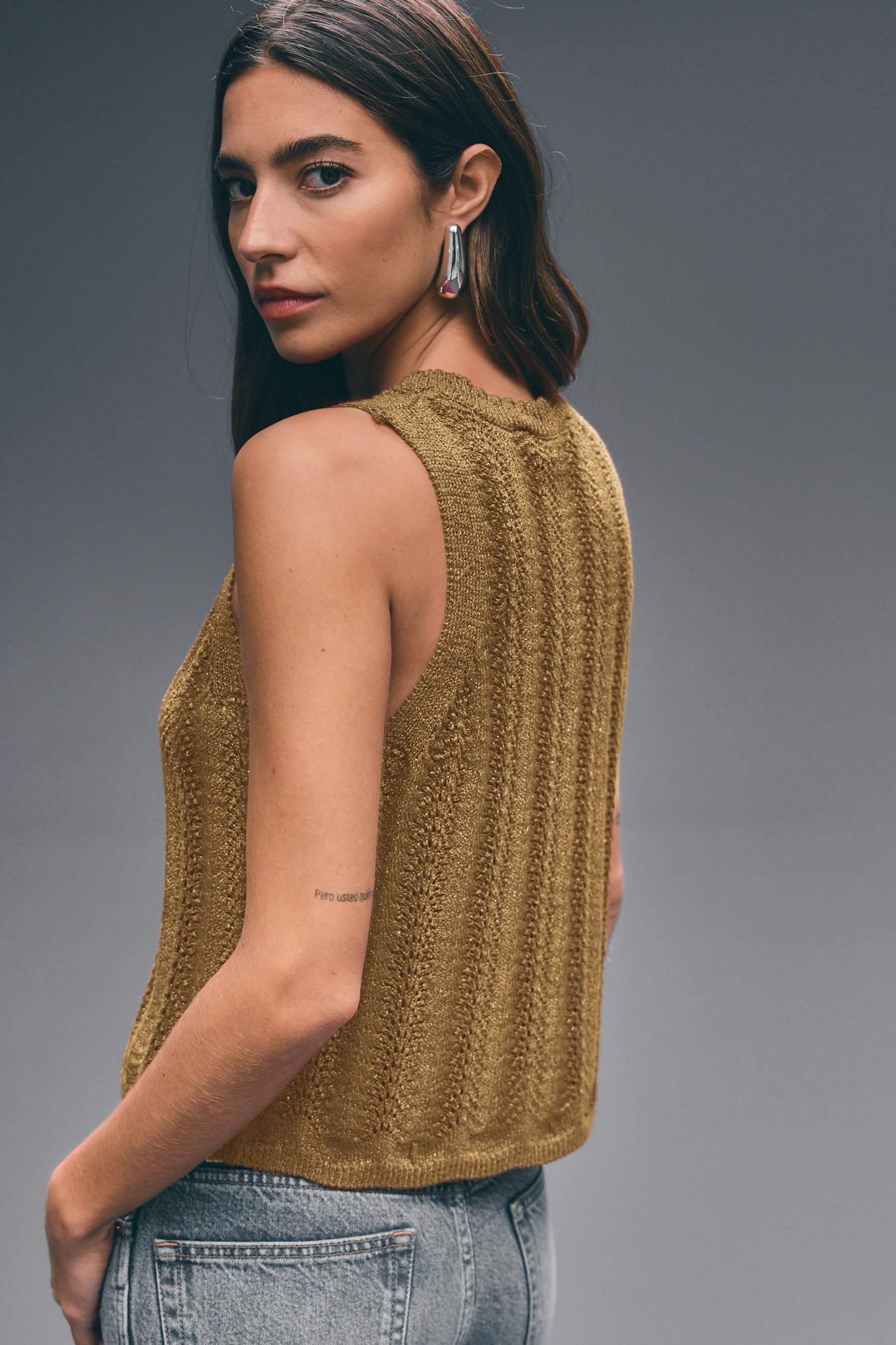 Next Stricktop Glitzerndes Tanktop mit Ziernähten günstig online kaufen