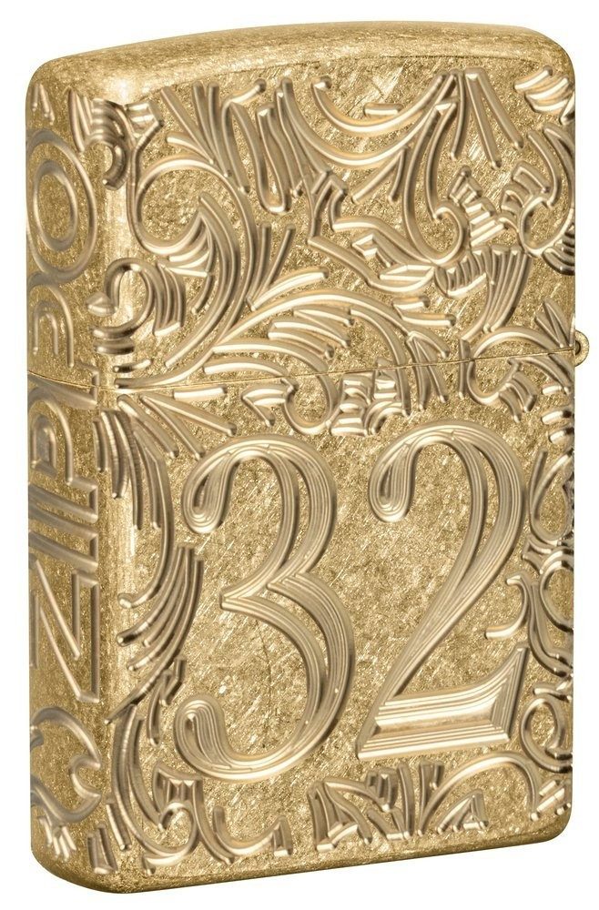 Zippo Feuerzeug Armor Case Tumbled Brass Messing Deep Carved 1932 Filigree, Zippo Neuheit Herbst 2025