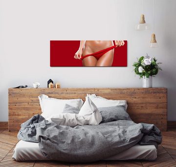 möbel-direkt.de Leinwandbild Bilder XXL Frau in rotem Slip Wandbild auf Leinwand