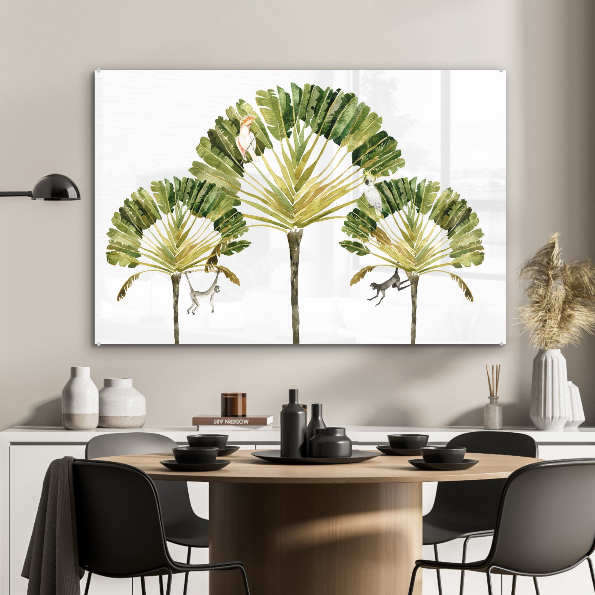 Acrylglasbild Dschungel (1 Acrylglasbilder & Kakadu Wohnzimmer Baum, Schlafzimmer - MuchoWow St), -