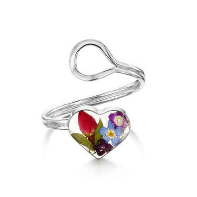 Shrieking Violet Silberring »Gemischte Blüten« (verstellbar, florale Motive), im typisch englischen Stil