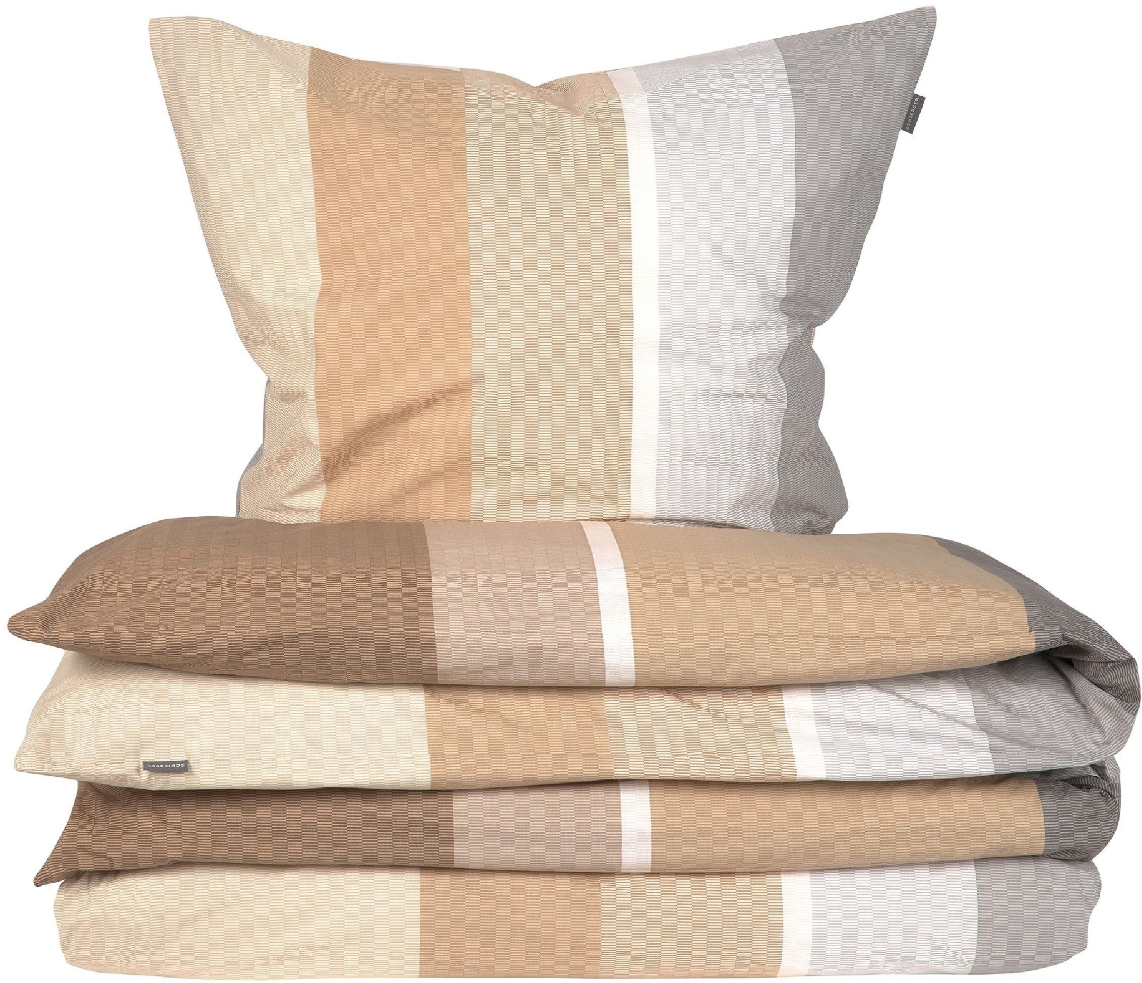 Schiesser Bettwäsche Endy Stripes aus weicher Baumwolle mit großen und kleinen Streifen, Renforcé, 2 teilig, OEKO-TEX® MADE IN GREEN