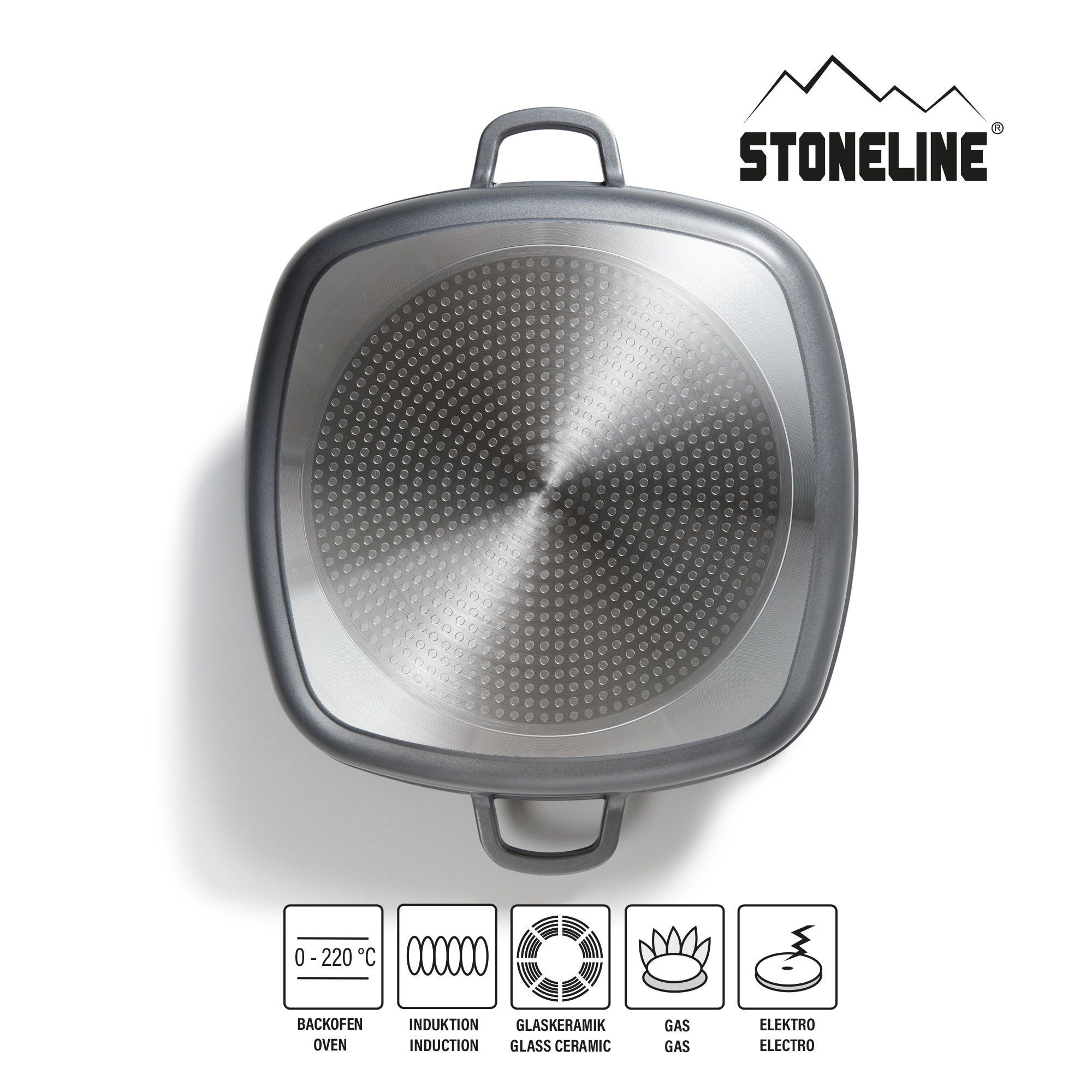 STONELINE Servierpfanne, Aluminium (2-tlg), mit echten Steinpartikeln, induktionsgeeignet, Designed in Germany