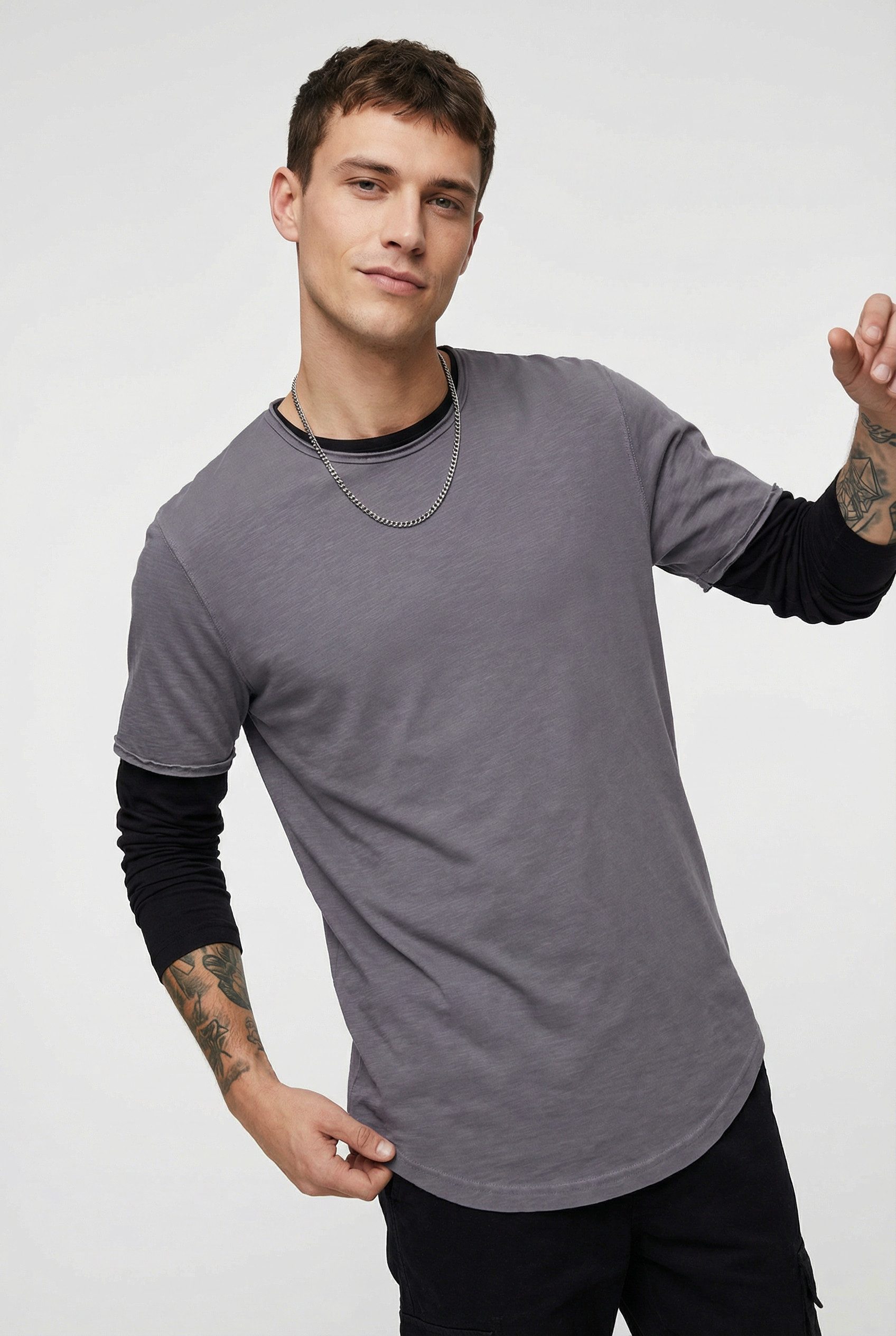 ONLY & SONS Rundhalsshirt ONSBENNE LONGY SS TEE NF 7822 NOOS Baumwolle, lang geschnitten