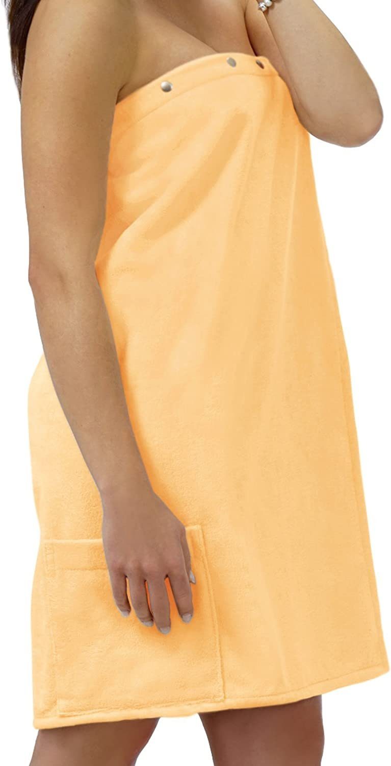 Lashuma Sarong Fun, Langform, Baumwolle, Knöpfe, Gelbes Frotteetuch Kleid für Damen