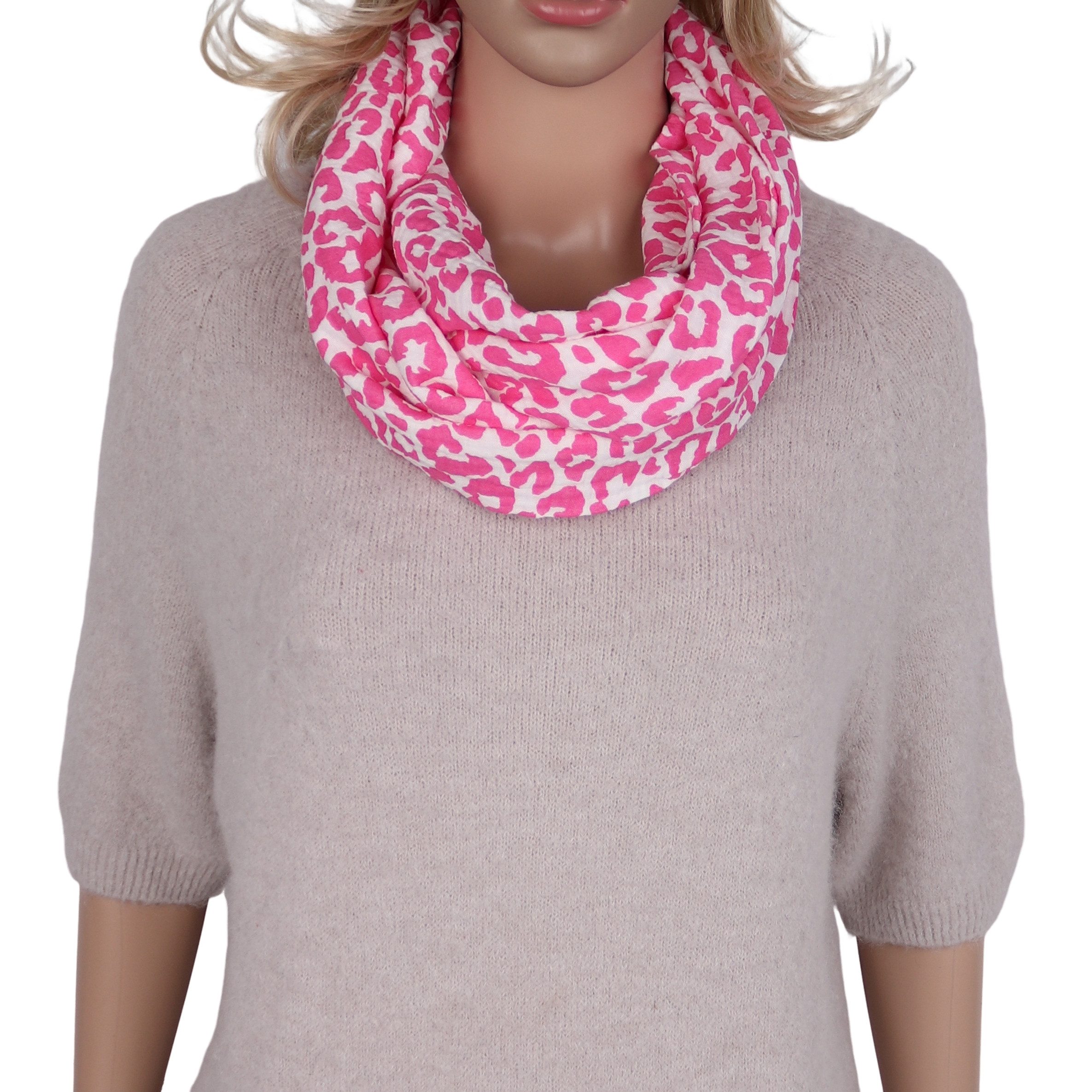 MIRROSI Loop Damen Schal aus Musellin, Made in Italy 70x20cm, Leo, Schlauch günstig online kaufen