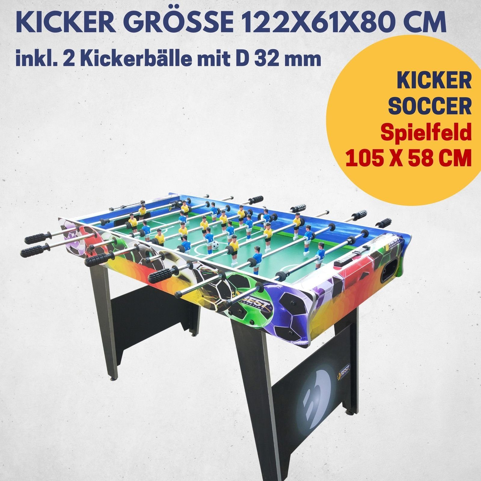 58 mit Spielfläche cm Soccer x Kickertisch Sporting Tischkicker Best 105