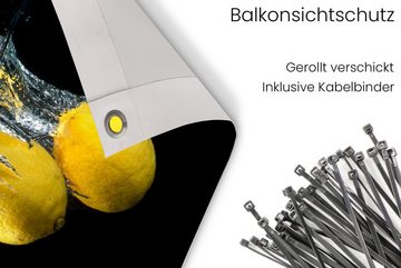 MuchoWow Balkonsichtschutz Zitrone - Frucht - Stilleben - Wasser - Gelb (1-St) Balkonbanner, Sichtschutz für den Balkon, Robustes und wetterfest