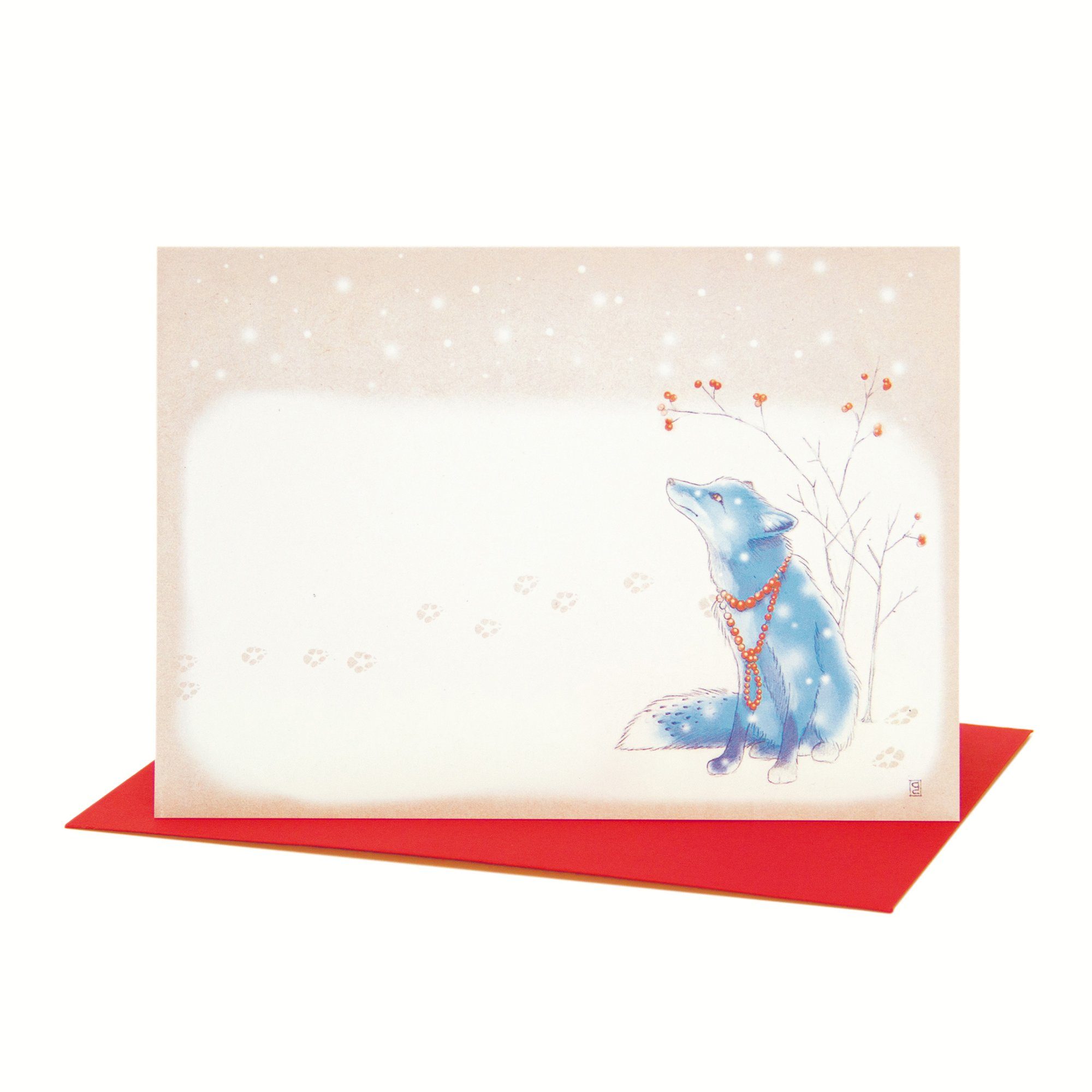 Hummingbird Bow Grußkarten & rot Fuchs im Grußkarte Schnee