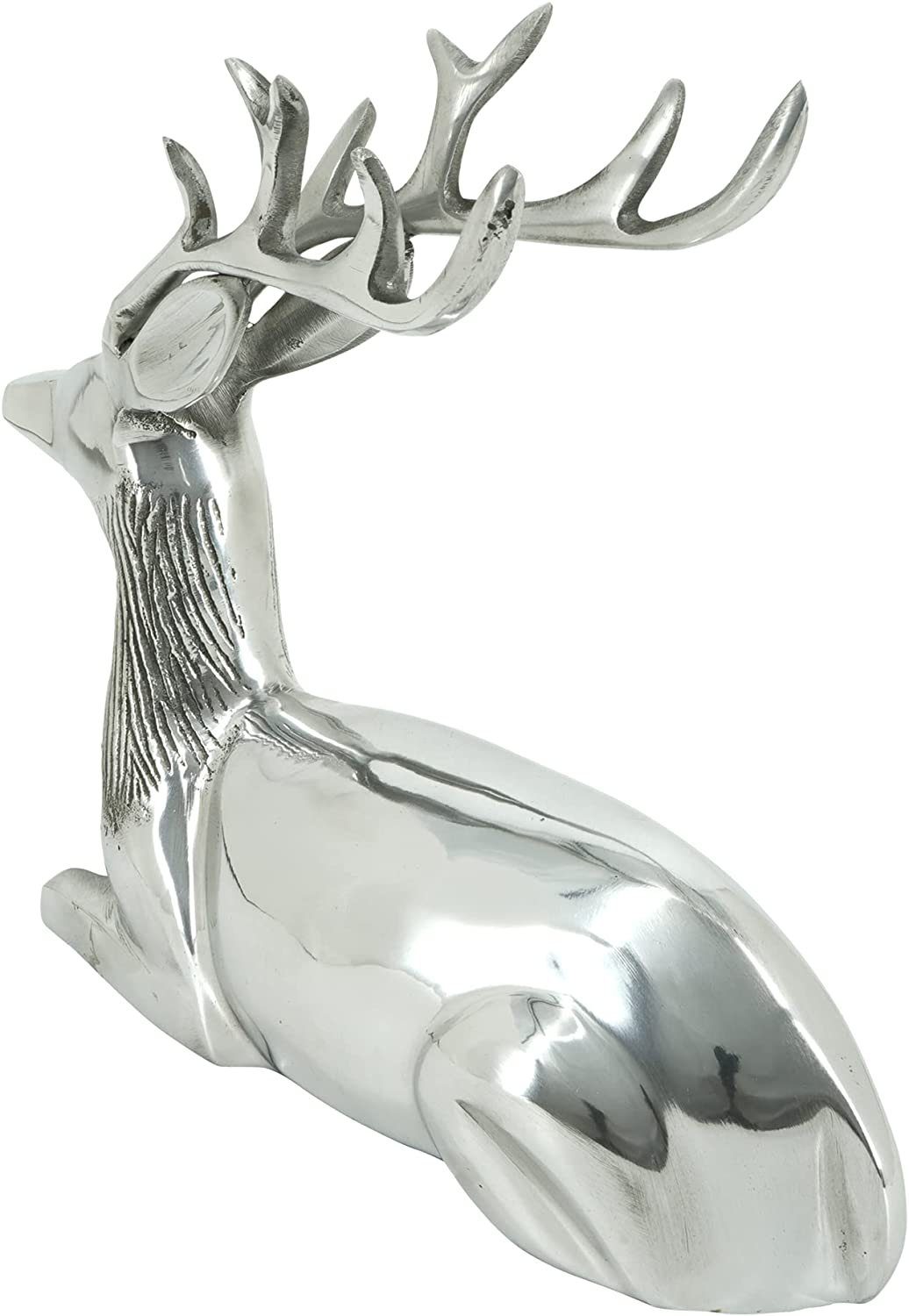 Lesli Silber Deko Aluminium liegend 33x13x29cm Dekofigur Living Figur Hirsch Skulptur