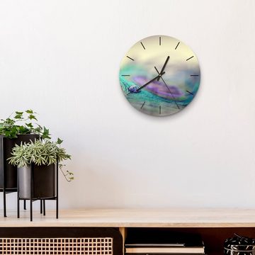 DEQORI Wanduhr 'Wasserperle auf Feder' (Glas Glasuhr modern Wand Uhr Design Küchenuhr)