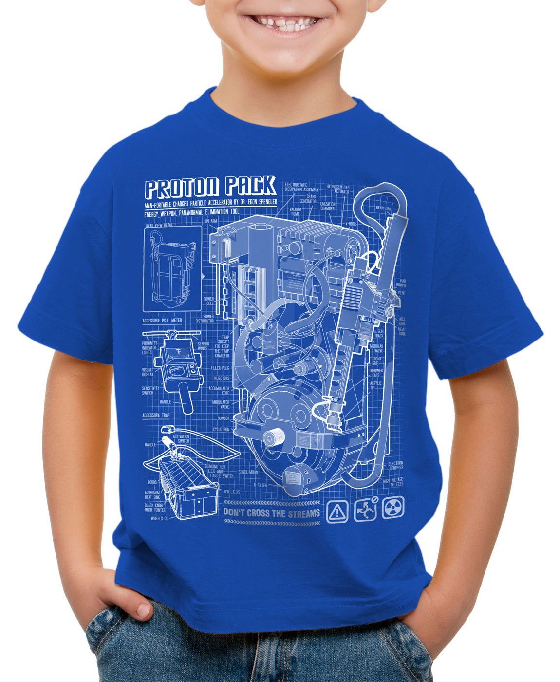 style3 Print-Shirt Kinder T-Shirt Geisterjäger Protonenstrahler Blaupause proton pack