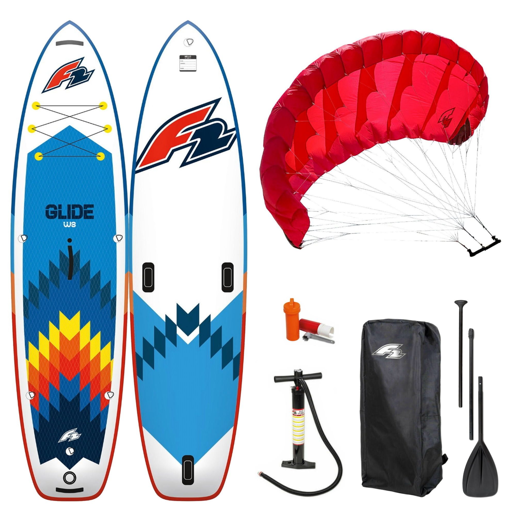 F2 SUP-Board F2 GLIDE 10.8 Windsurf & Wing SUP Board Set inkl. Parawing Move 3,5qm